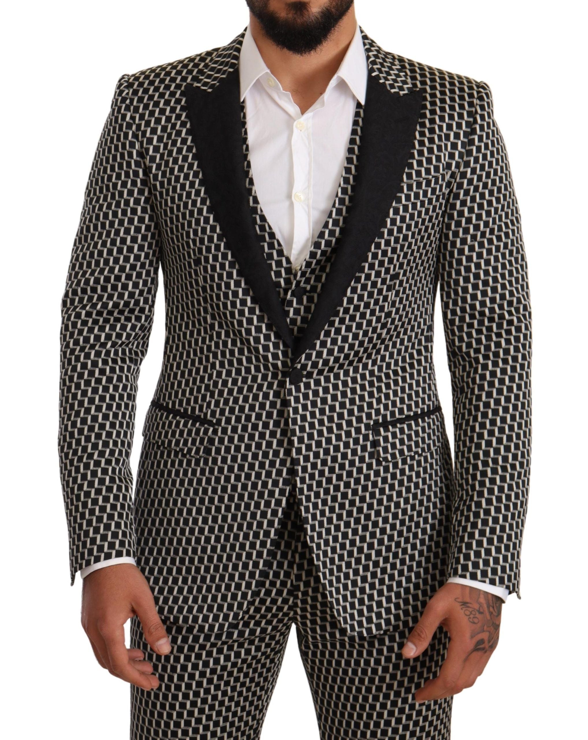 Dolce & Gabbana Black White Check MARTINI Suit - Timeless Elegance