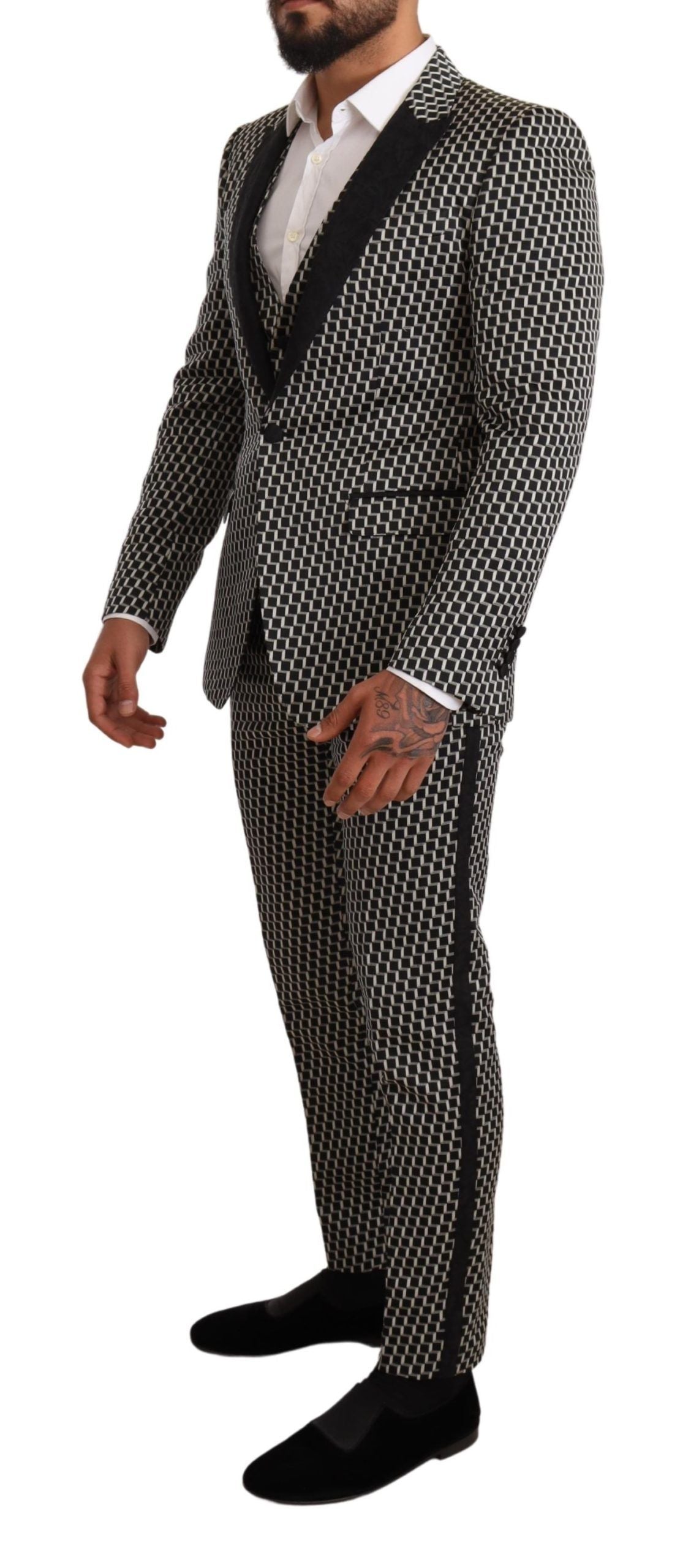 Dolce & Gabbana Black White Check MARTINI Suit - Timeless Elegance