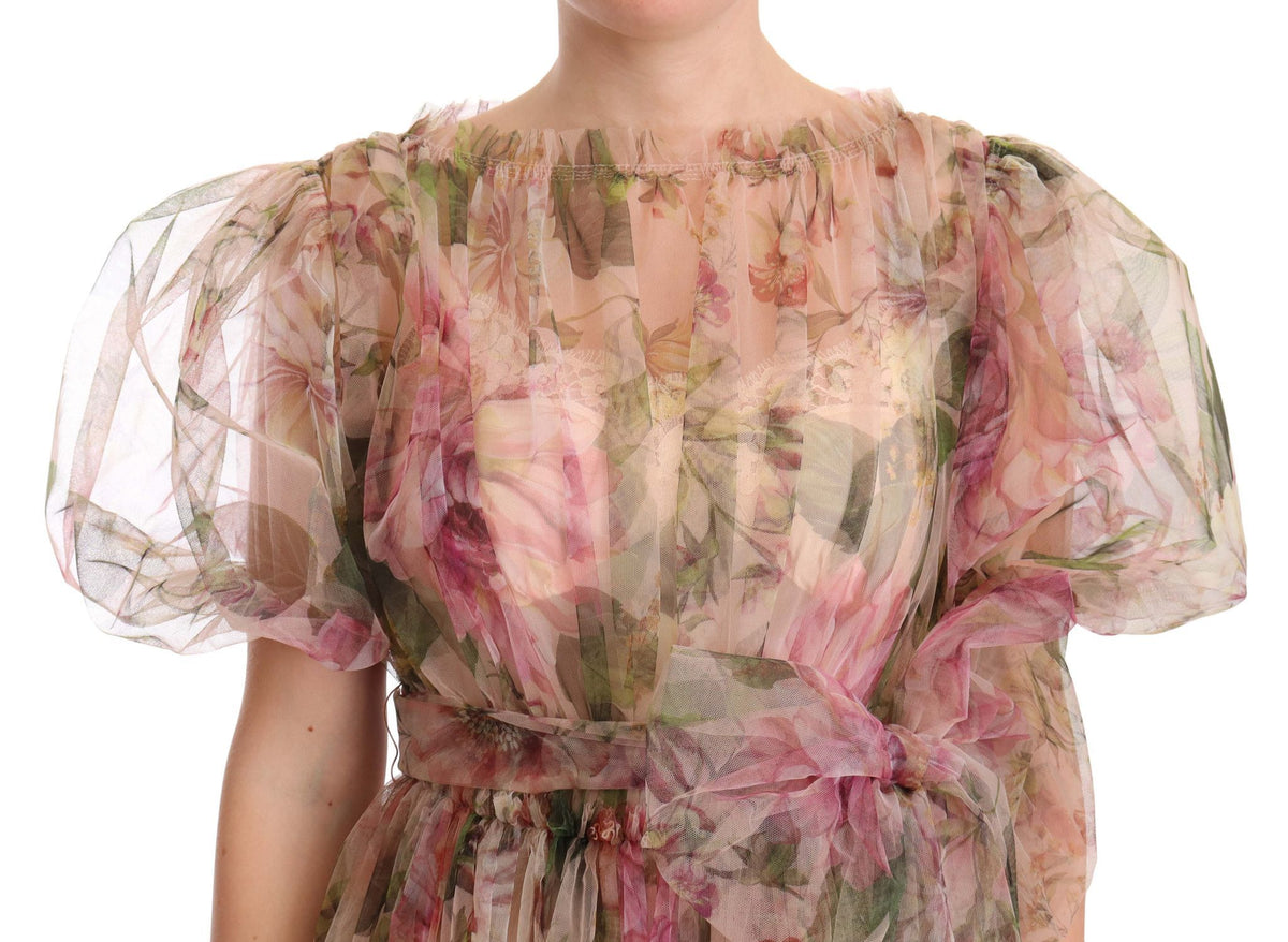 Indulge in the exquisite Dolce & Gabbana Multicolor Floral Print Long Maxi Gown, a masterpiece of Italian craftsmanship, where luxurious nylon meets silk lining for an unparalleled elegance.