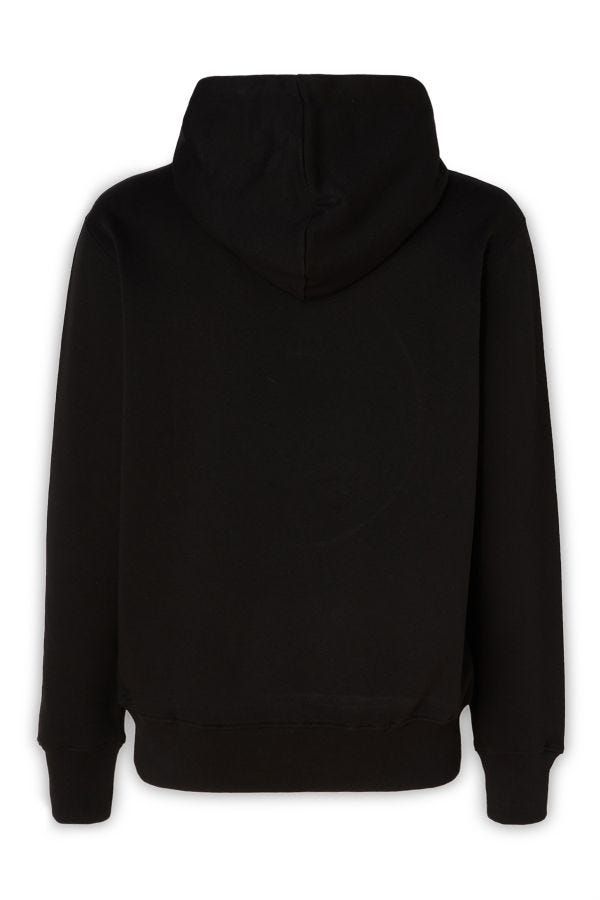 Elevate your wardrobe with the Versace Jeans Black Cotton Logo Details Hooded Sweatshirt, a luxurious blend of comfort and elegance crafted from premium cotton, perfect for any occasion.