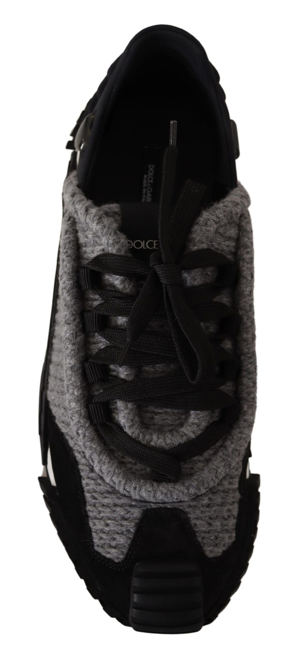 Dolce & Gabbana Black Gray Fabric Lace Up NS1 Sneakers Shoes