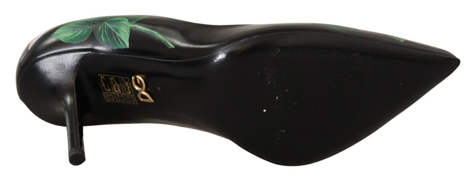 Dolce & Gabbana Black Leather Roses High Heels Pumps Shoes