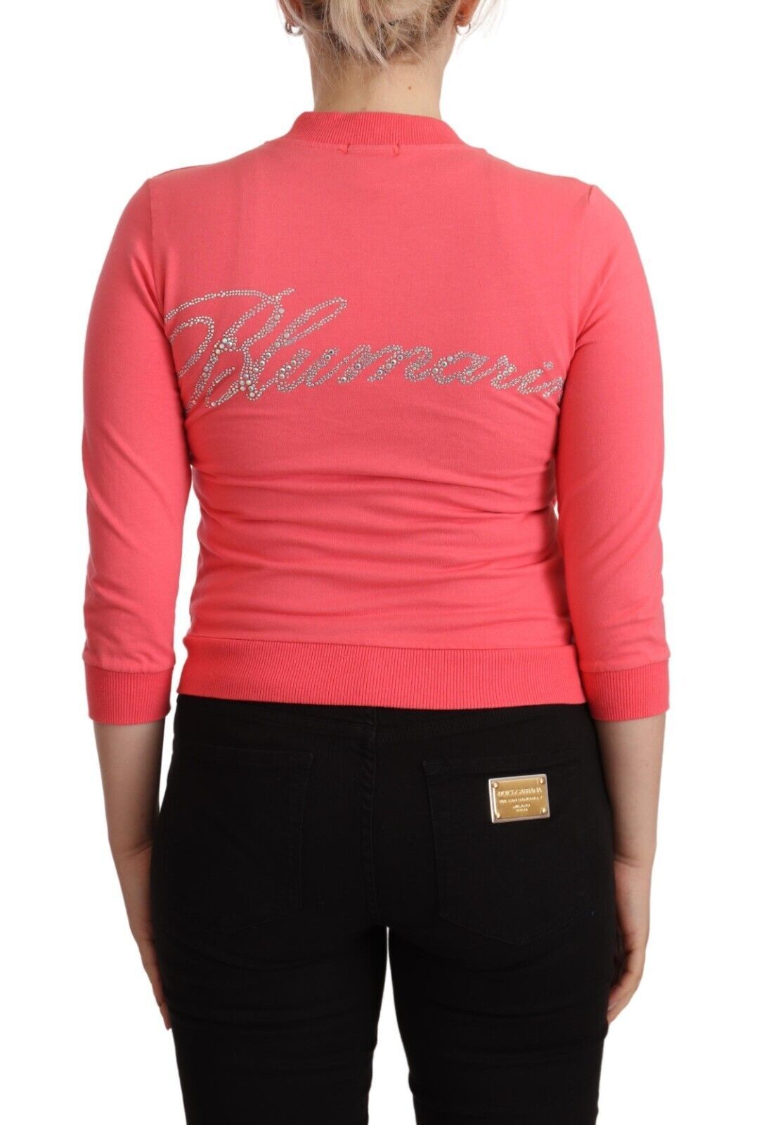 Elevate your style with the Blumarine Pink 3/4 Sleeve Zip Embellished Sweater, a luxurious Italian-crafted piece that embodies timeless elegance and sophisticated allure.