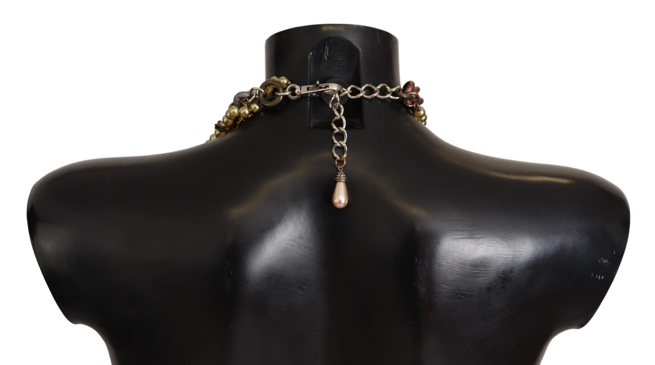 Indulge in the exquisite allure of the Dolce & Gabbana Gold Brass Sicily Floral Crystal Statement Necklace, where vibrant crystals and luxurious brass embody timeless elegance and sophistication.