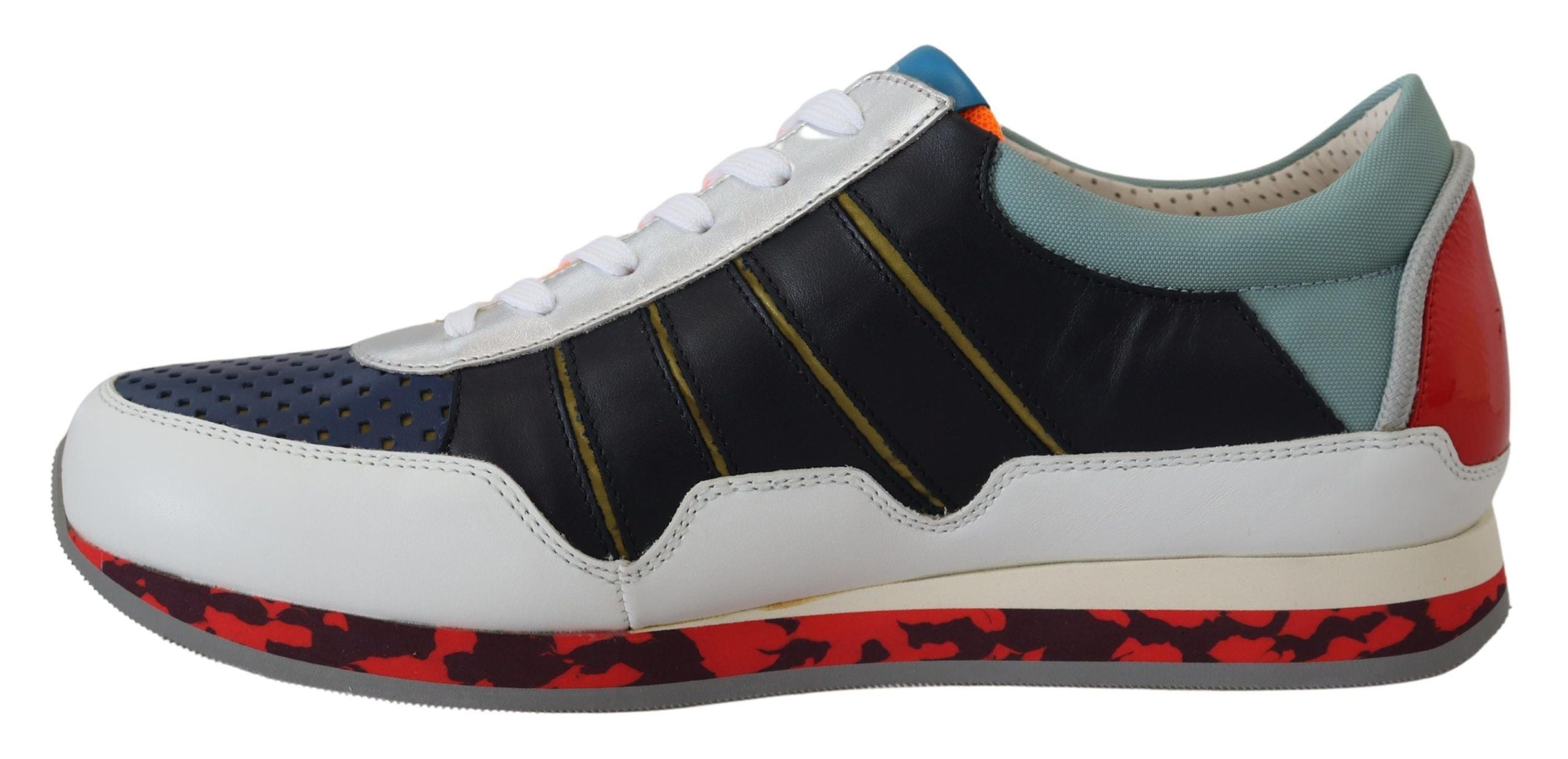 Indulge in the exquisite artistry of Dolce & Gabbana Multicolor Leather Sport Low Top Sneakers, where luxurious materials meet timeless elegance for a statement of sophistication.