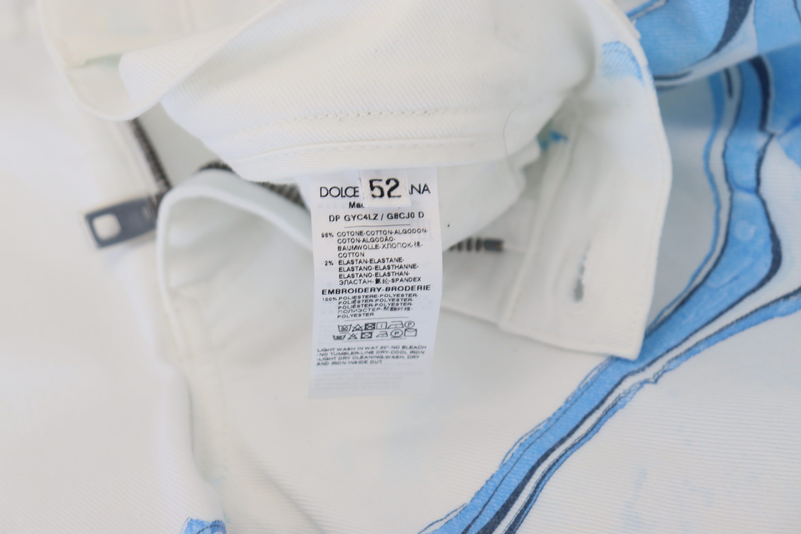 Dolce & Gabbana White Blue Denim Cotton Jeans Stretch Skinny Fit Pant