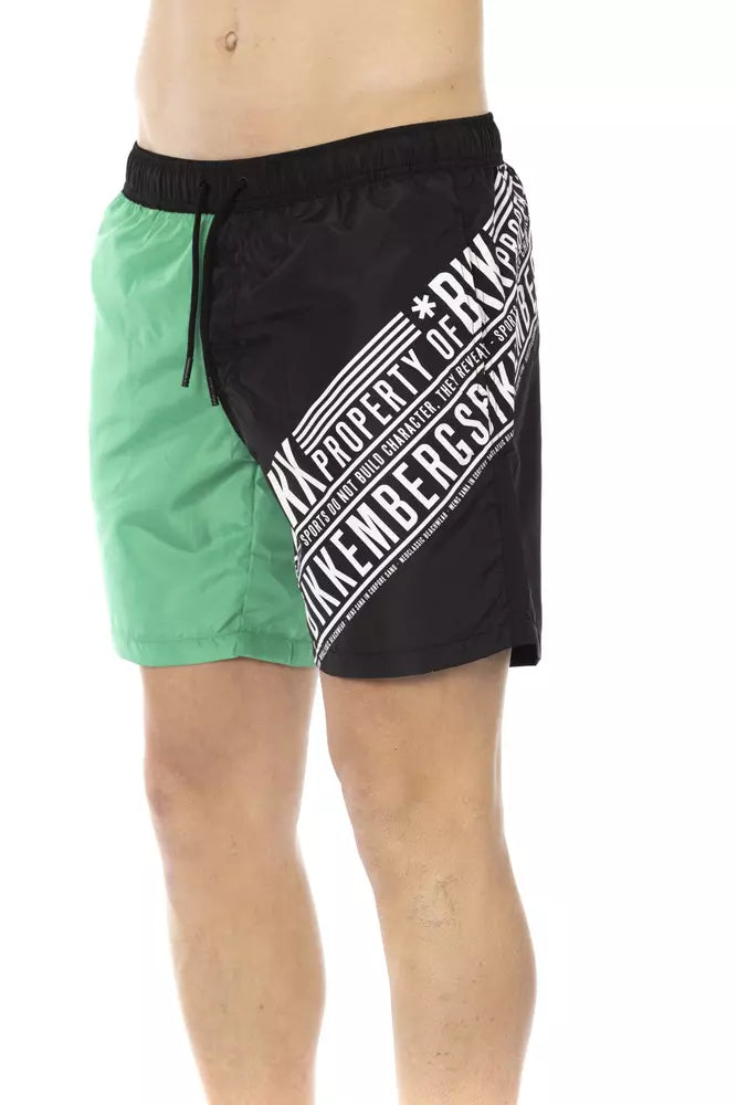 Bikkembergs Green Polyester Men Swim Shorts