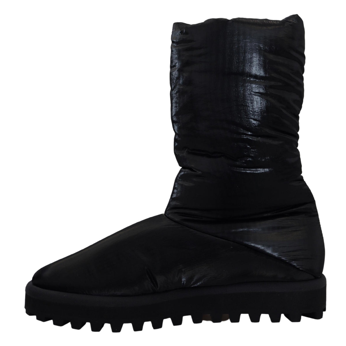 Elevate your winter wardrobe with Dolce & Gabbana's Black Padded Mid Calf Boots, where exquisite Italian craftsmanship meets luxurious comfort for the discerning individual.