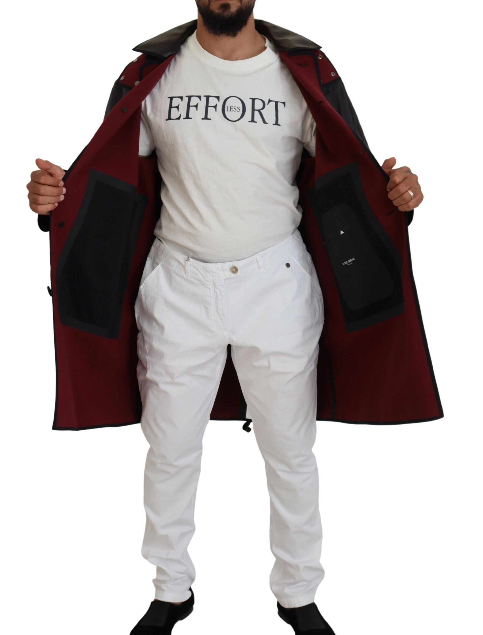 Parka a trench nera con cappuccio in cotone di Dolce &amp; Gabbana