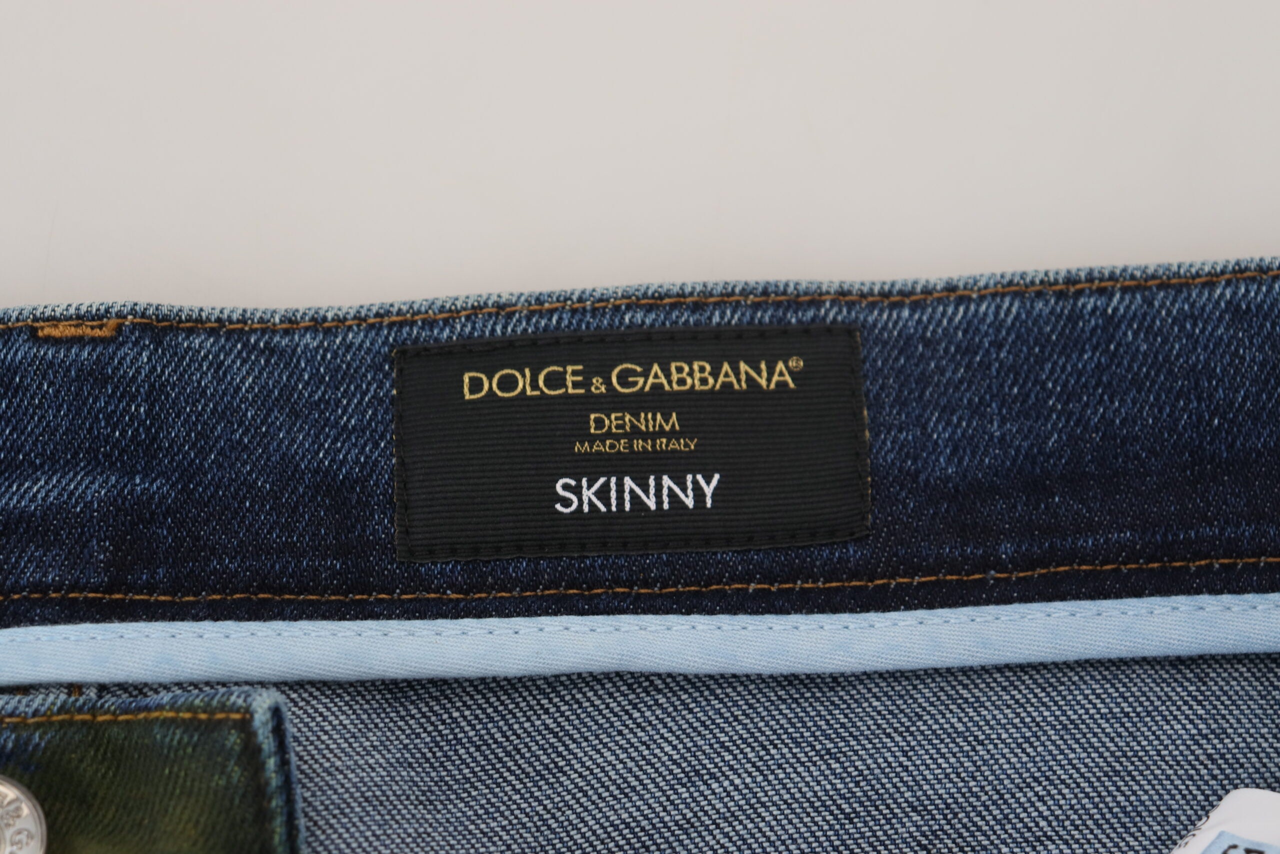 Jeans skinny in cotone blu e verde di Dolce &amp; Gabbana