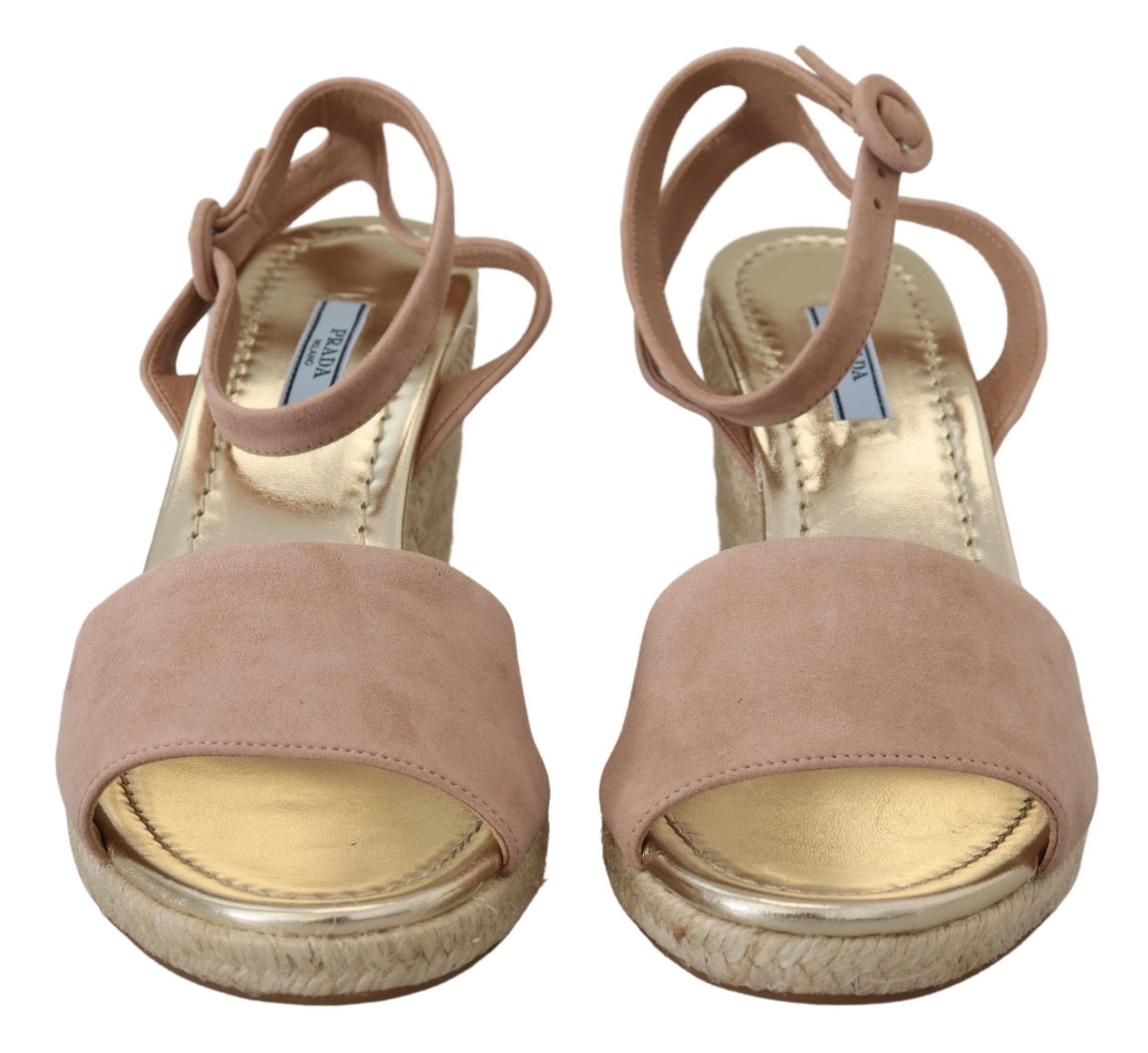 Step into elegance with Prada Pink Suede Leather Ankle Strap Sandals, crafted in Italy from luxurious suede, embodying timeless sophistication for the discerning individual.