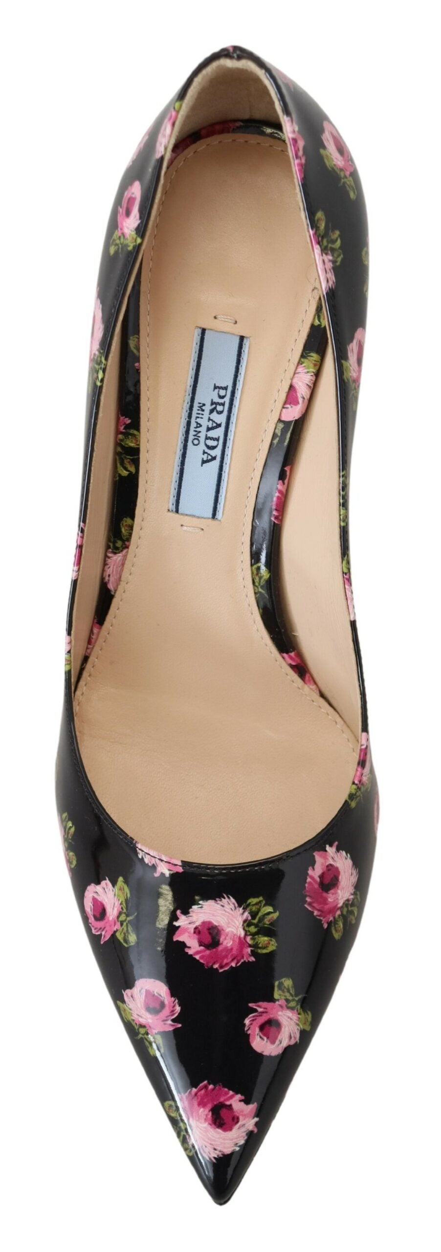 Prada Black Leather Floral Heels - Timeless Luxury Footwear