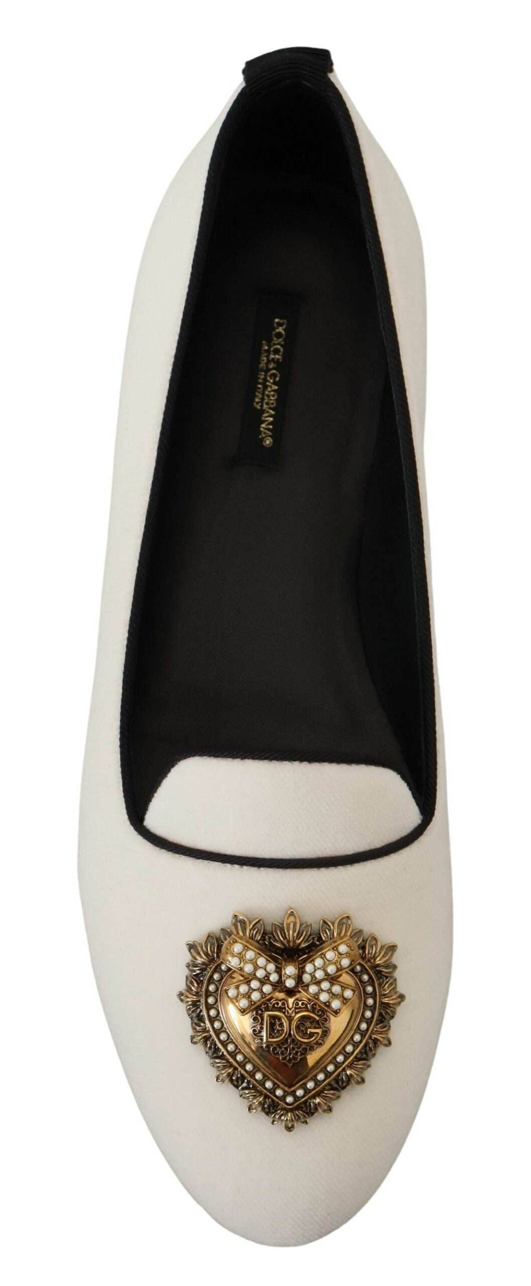 Dolce & Gabbana White Velvet Slip Ons - Timeless Luxury Footwear
