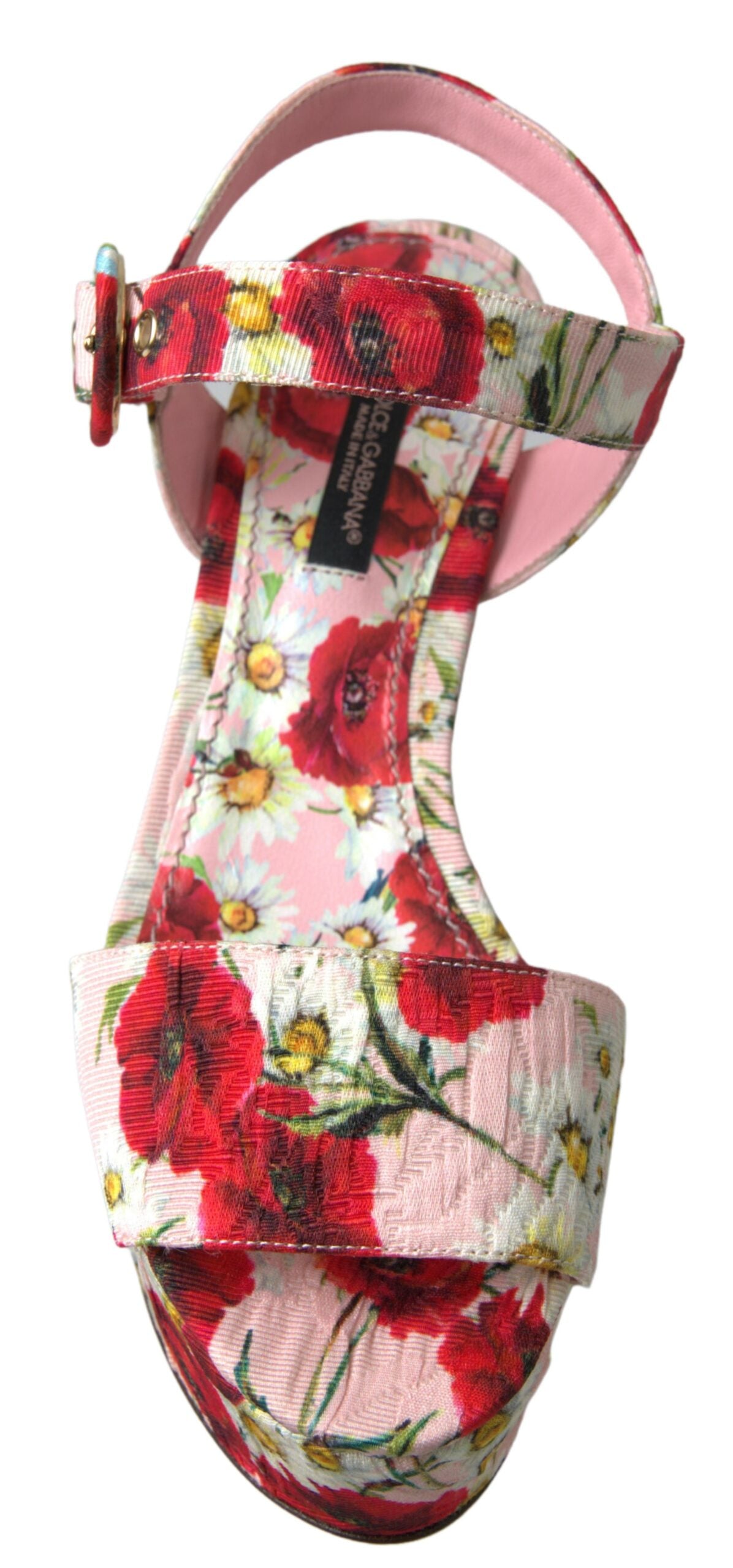 Indulge in the exquisite Dolce & Gabbana Multicolor Floral Print Wedges, where artisanal craftsmanship meets luxurious comfort for timeless elegance and allure.
