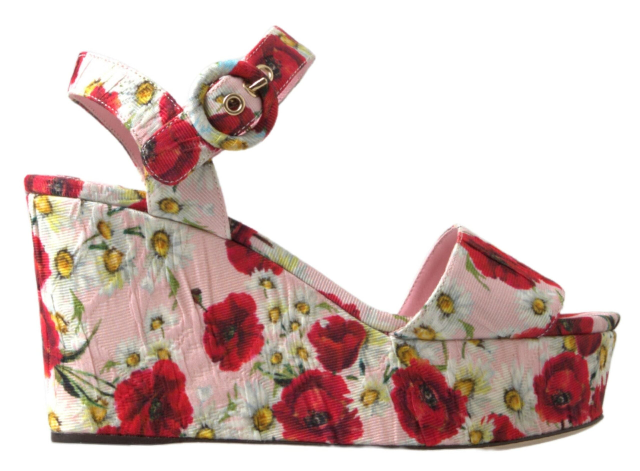 Elevate your style with Dolce & Gabbana's Multicolor Floral Print Wedges, expertly crafted in Italy for timeless elegance and all-day comfort.