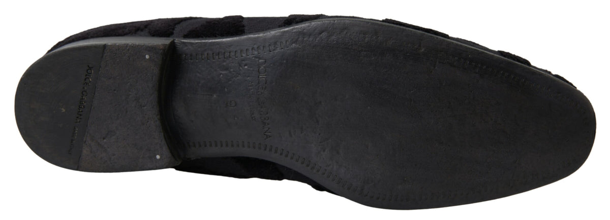 Elevate your formal attire with Dolce & Gabbana Black Brocade Loafers, where exquisite Italian craftsmanship meets luxurious design, perfect for the discerning individual.