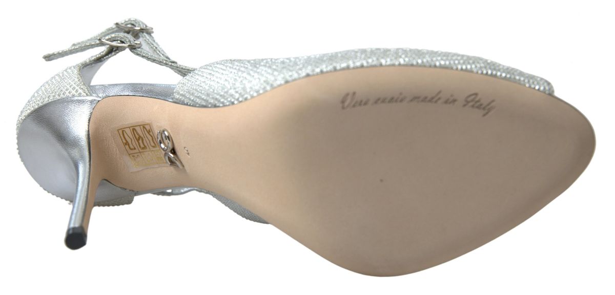 Step into opulence with Dolce & Gabbana Silver Shimmers Sandals, where exquisite Italian craftsmanship meets luxurious materials for an elevated statement in elegance.