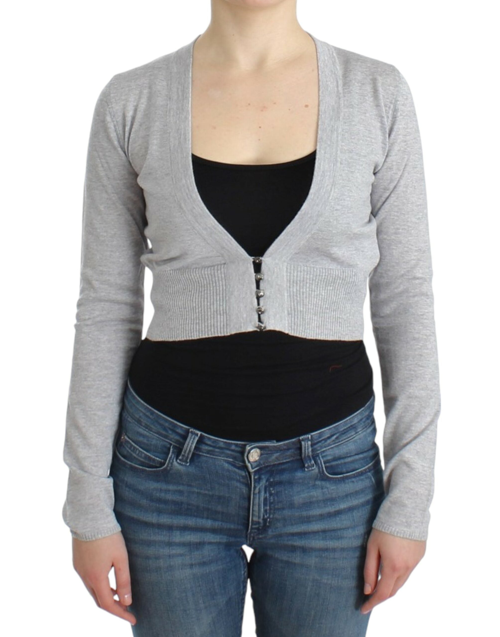 Cavalli Gray cropped wool cardigan