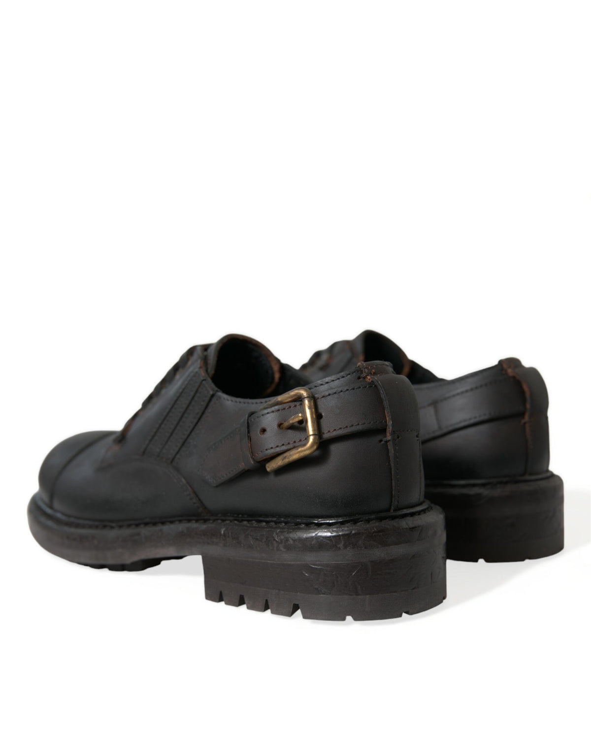Indulge in the exquisite Dolce & Gabbana Brown Leather Lace Up Derby Men Dress Shoes, crafted from premium leather for timeless elegance and unparalleled sophistication.