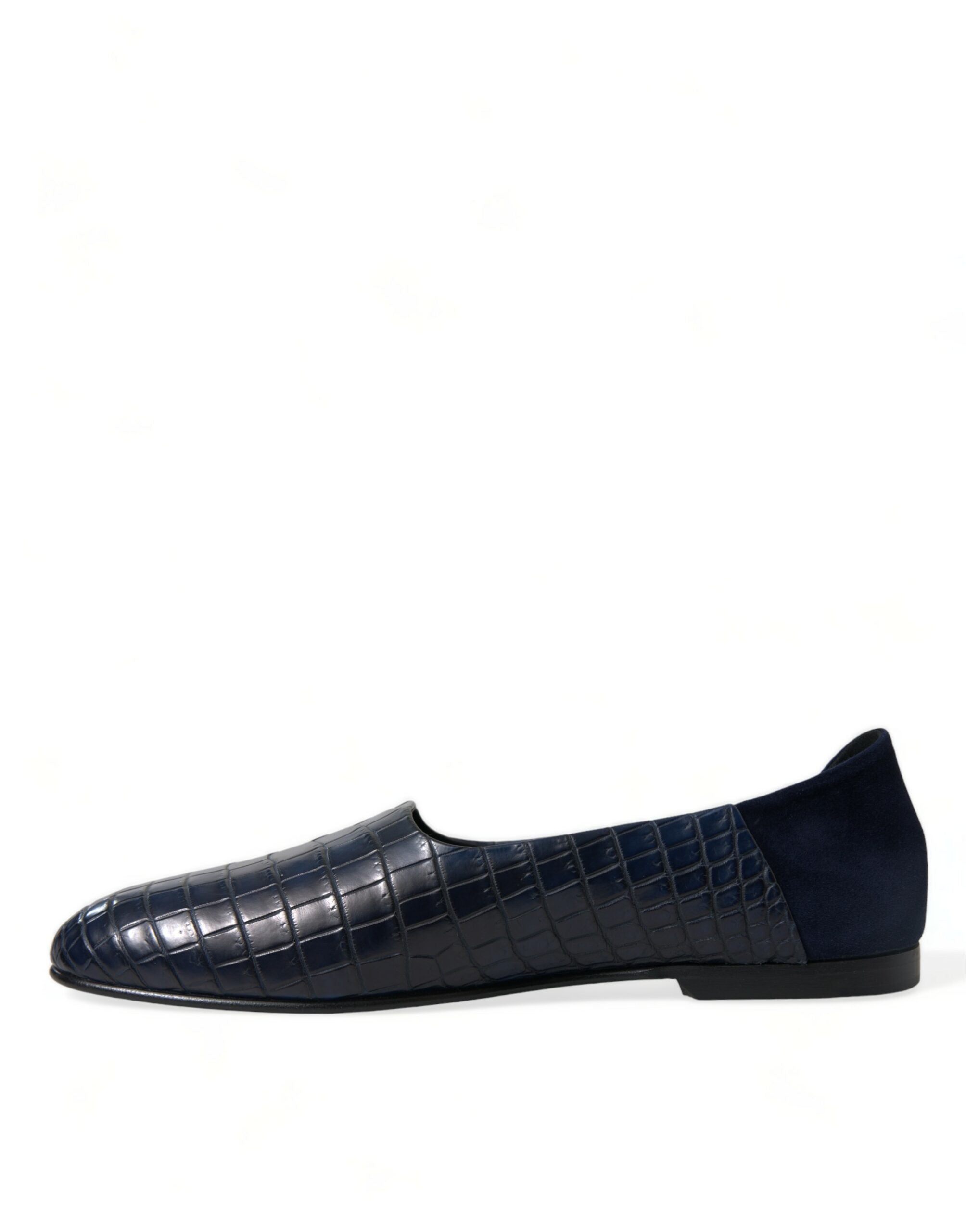 Indulge in the exquisite Dolce & Gabbana Blue Crocodile Leather Loafers, where unparalleled Italian craftsmanship meets timeless elegance, perfect for the discerning individual.