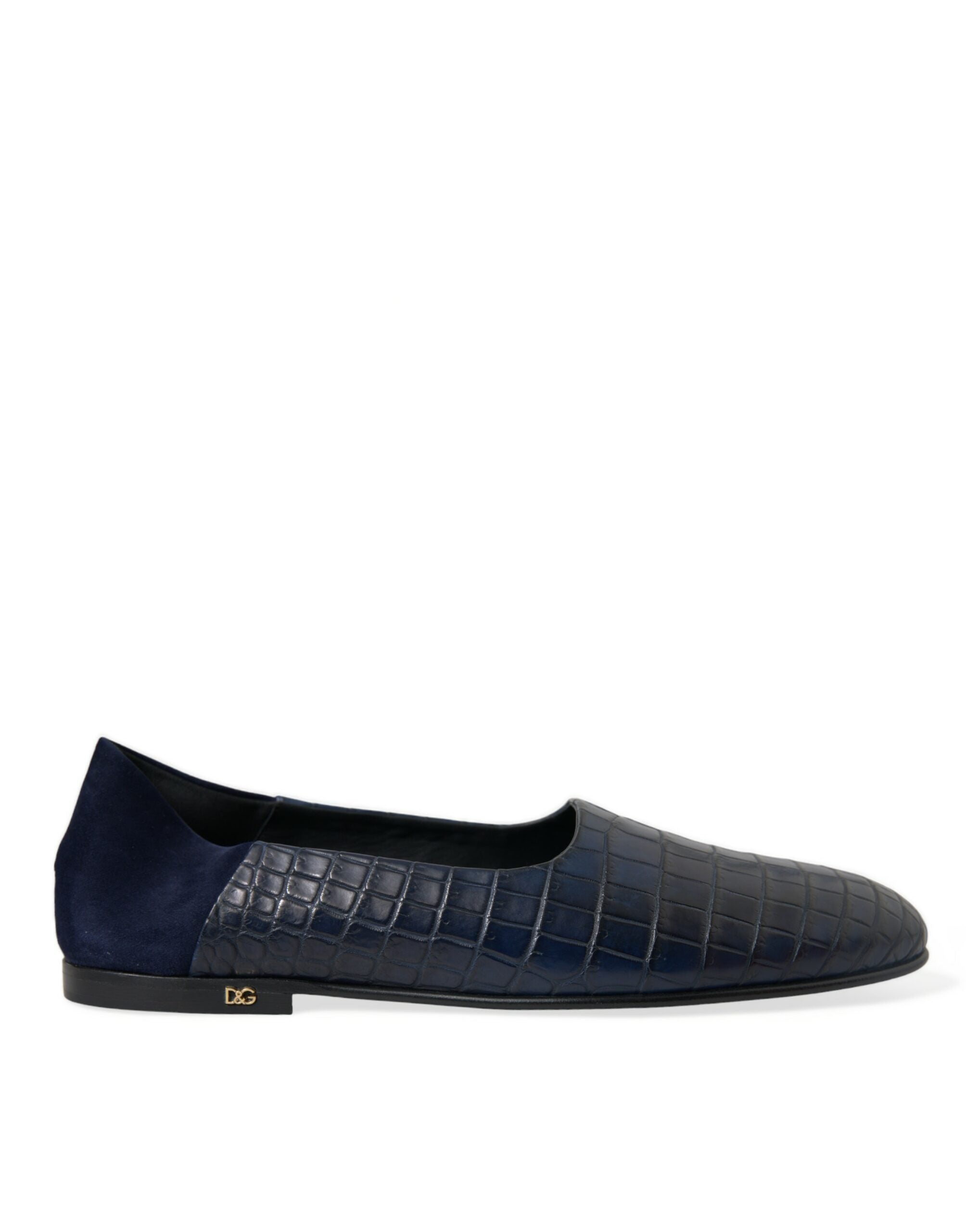 Indulge in the exquisite Dolce & Gabbana Blue Crocodile Leather Loafers, a timeless blend of luxury and sophistication, crafted from the finest materials in Italy.