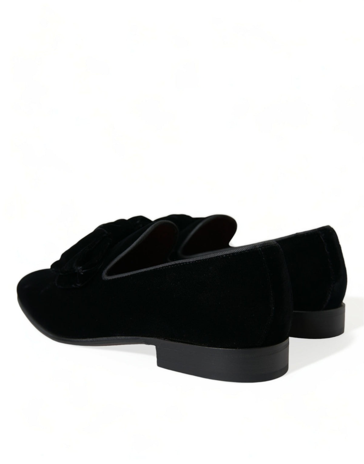 Dolce & Gabbana Black Velvet Loafers - Artisanal Luxury Shoes