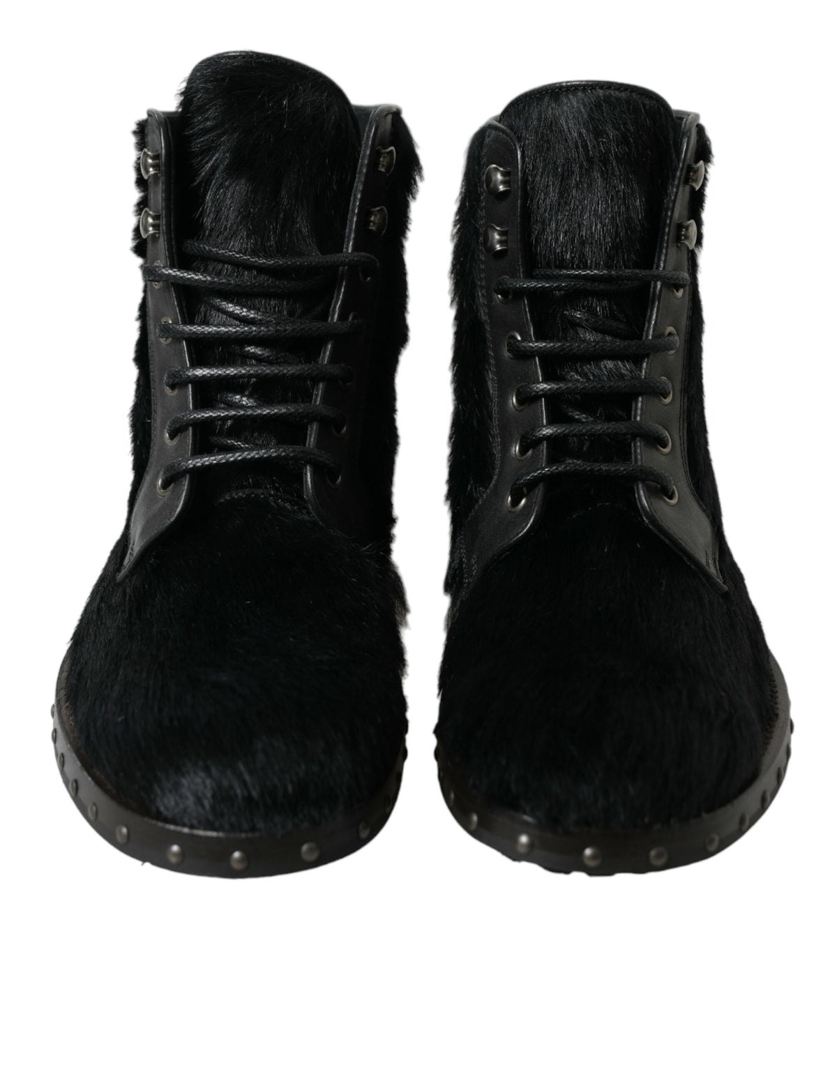 Elevate your style with Dolce & Gabbana's Black Pony Style Leather Mid Calf Boots, where exquisite craftsmanship meets luxurious design for the discerning individual.
