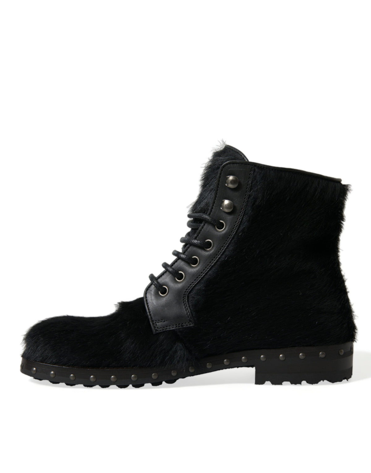 Discover the Dolce & Gabbana Black Pony Style Leather Mid Calf Boots, where exquisite craftsmanship meets luxurious design, perfect for the discerning individual.