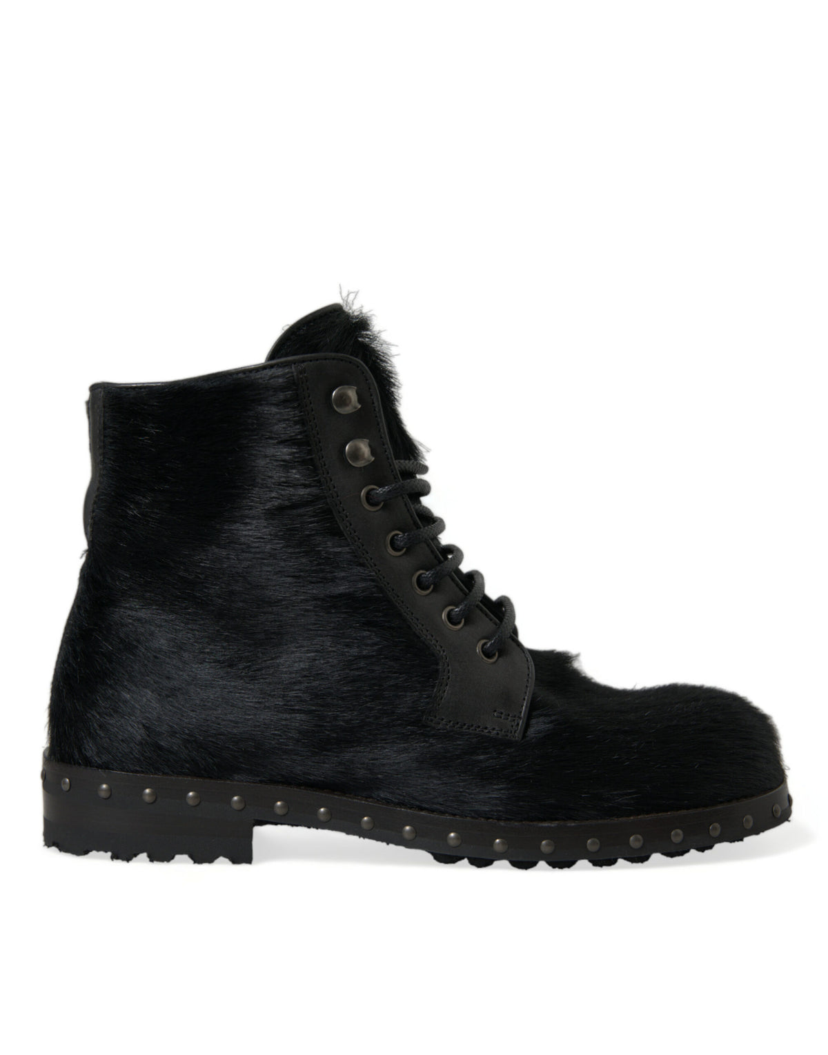 Step into luxury with Dolce & Gabbana's Black Pony Style Leather Mid Calf Boots, where exquisite craftsmanship meets timeless elegance, perfect for the discerning individual.