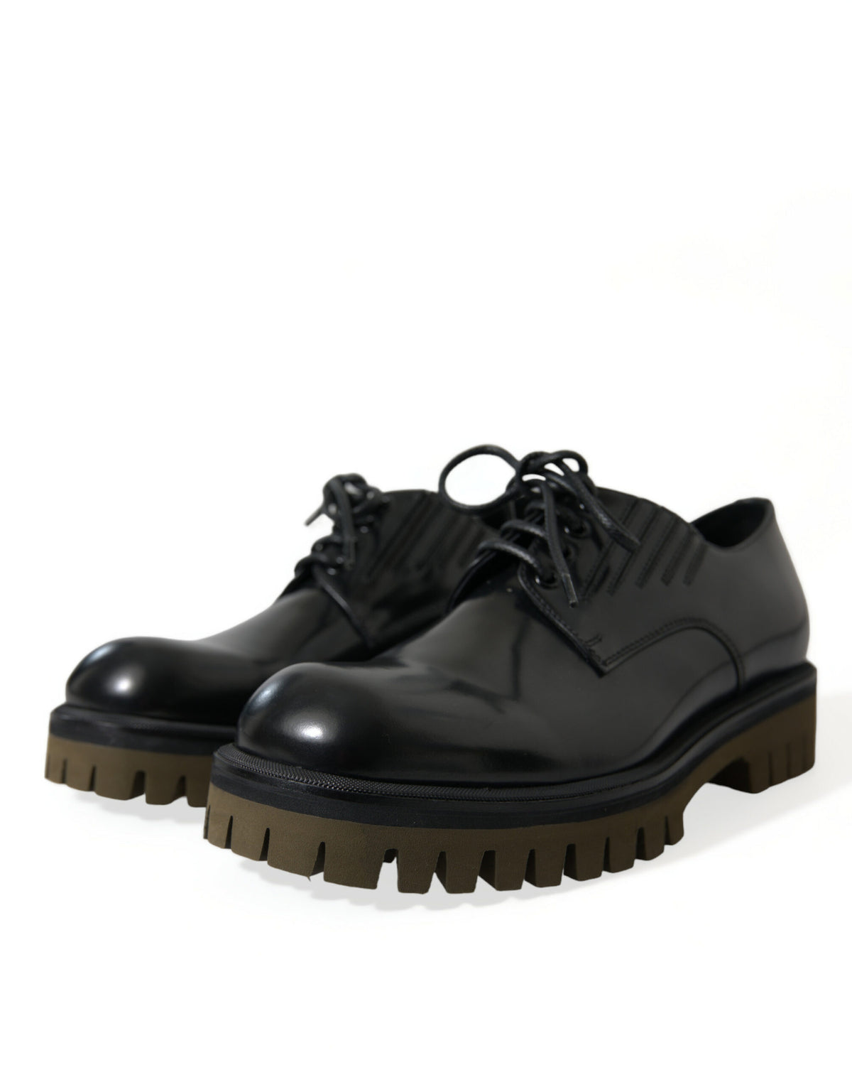Step into unparalleled elegance with Dolce & Gabbana's Black Leather Lace Up Derby Shoes, crafted in Italy from exquisite leather for the discerning individual.