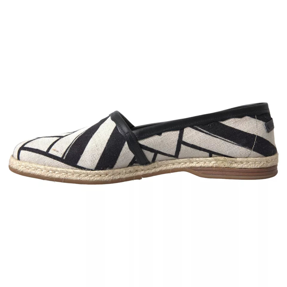 Dolce & Gabbana Elegant Striped Leather Espadrilles, Handcrafted Luxury