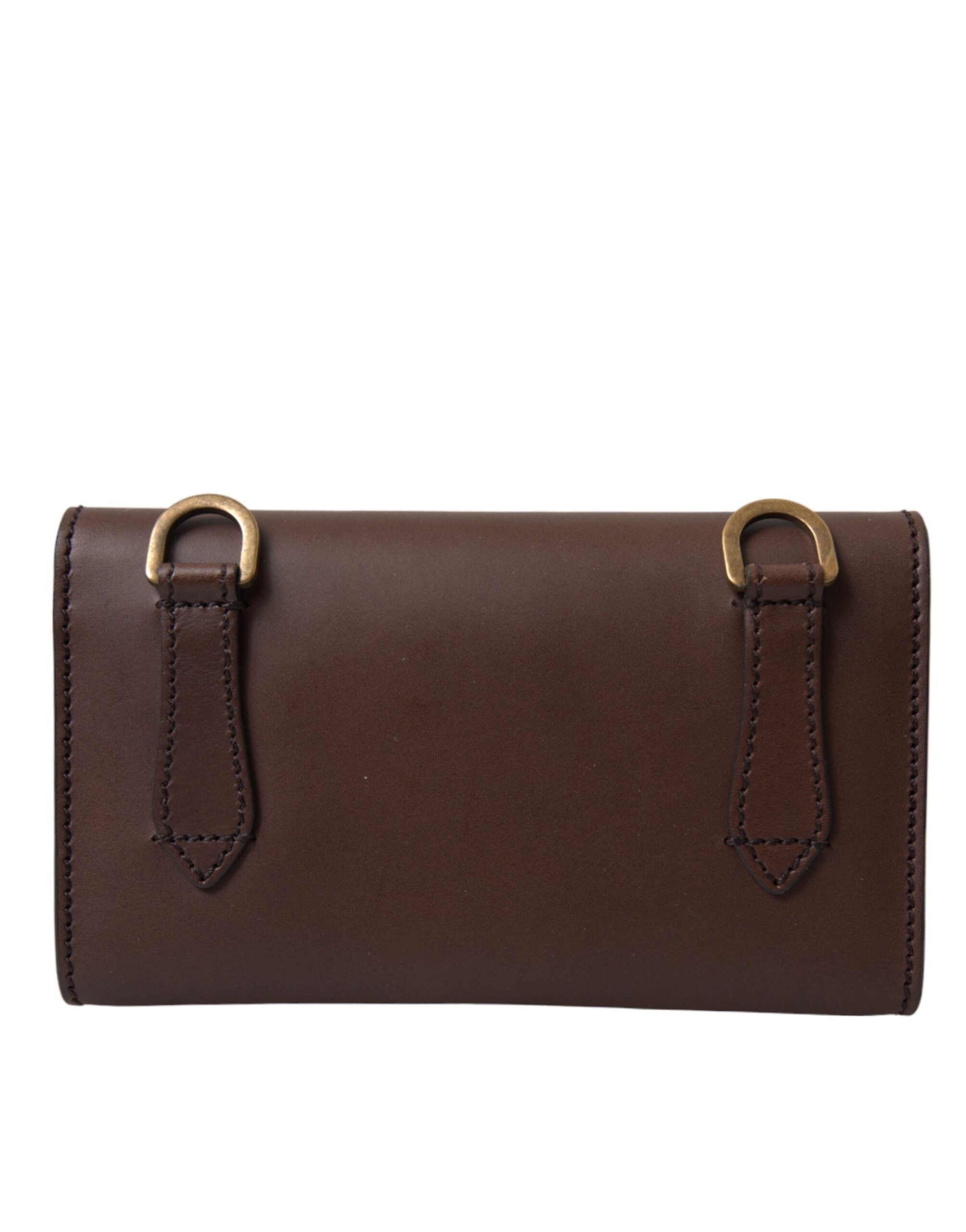 Dolce & Gabbana Brown Leather Logo Embossed Men Mini Shoulder Bag