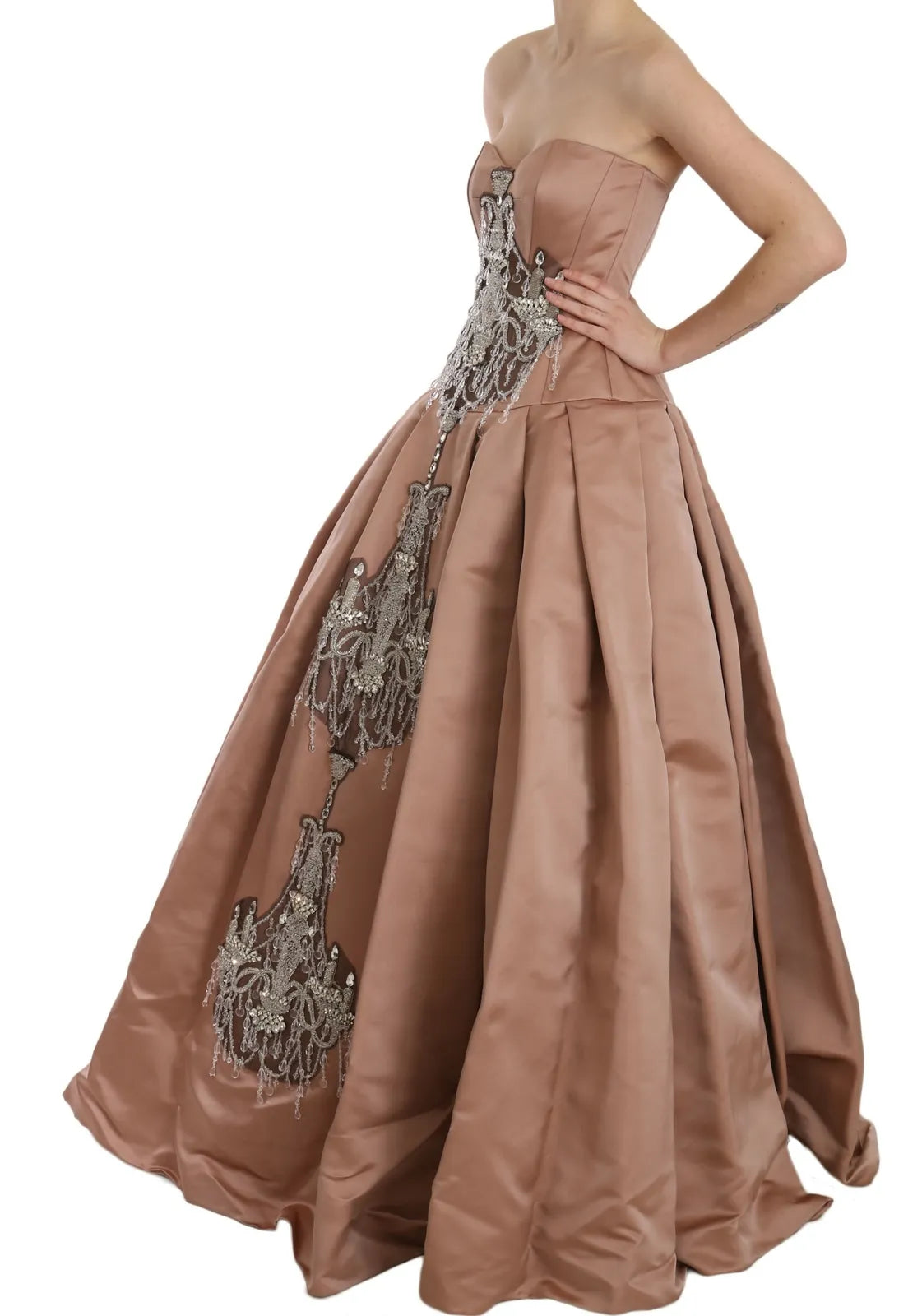 Dolce & Gabbana Crystal Pink Silk Chandelier Ball Gown