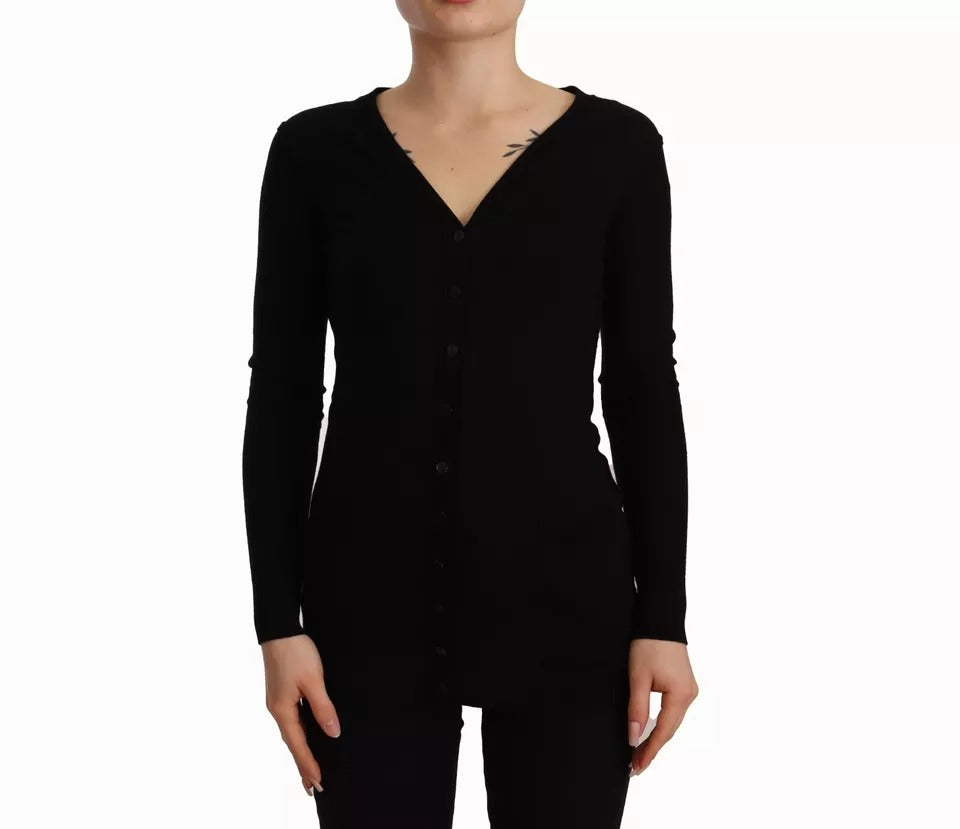 Dolce & Gabbana Black Wool Knit Cardigan - Timeless Luxury
