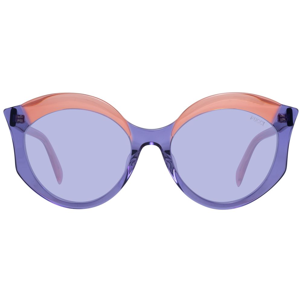 Discover Emilio Pucci's Purple Plastic Sunglasses, a fusion of artistry and elegance, embodying timeless luxury for the discerning individual seeking sophistication.