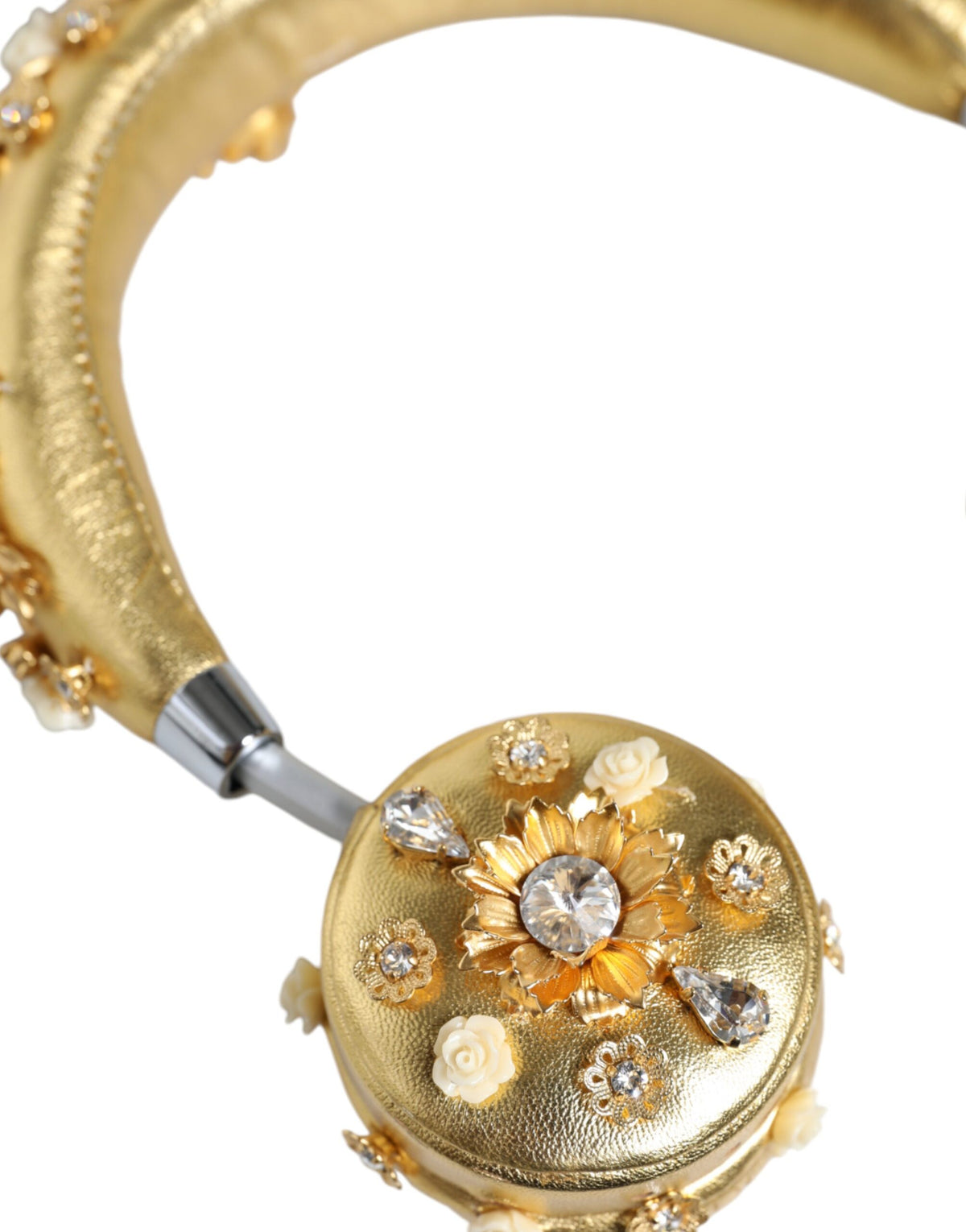 Dolce & Gabbana Gold Floral Crystal Headset - Artisanal Luxury