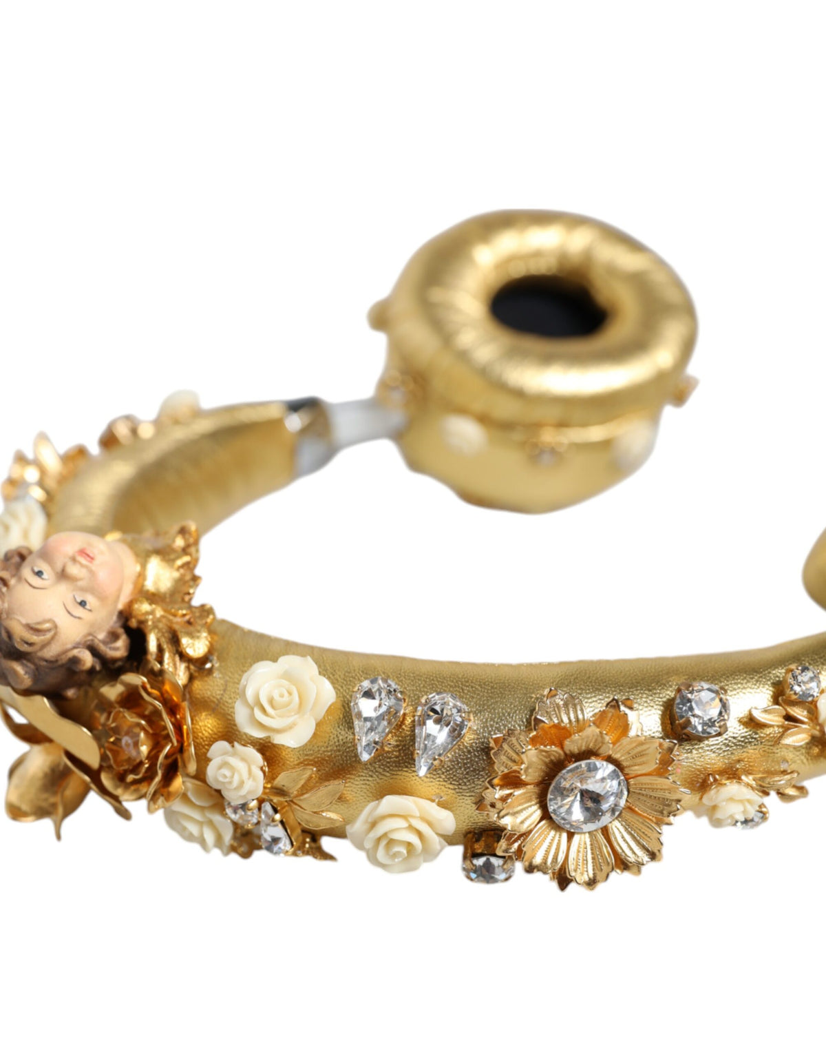 Dolce & Gabbana Gold Floral Crystal Headset - Artisanal Luxury