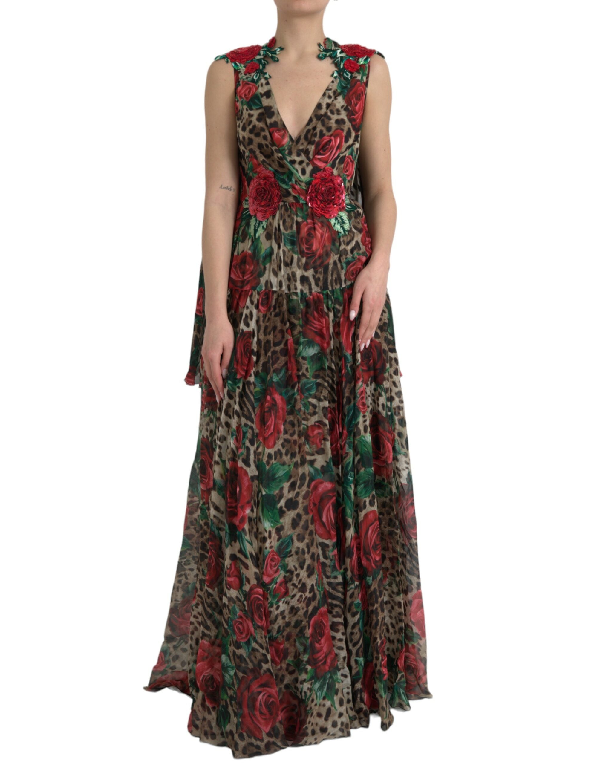 Dolce & Gabbana Multicolor Silk Maxi Evening Dress - DEA STILOSA MILANO
