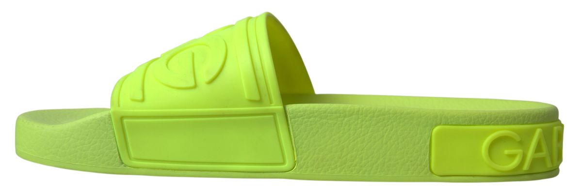 Dolce & Gabbana Elegant Yellow Green Slide Sandals - DEA STILOSA MILANO