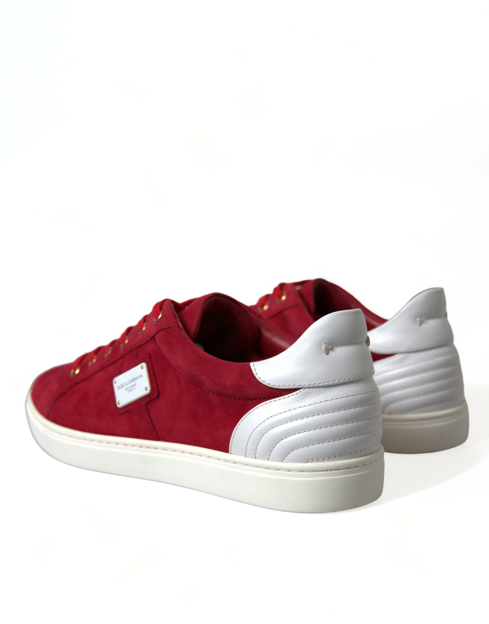 Dolce & Gabbana Red Suede Leather Low Top Sneakers Shoes - DEA STILOSA MILANO