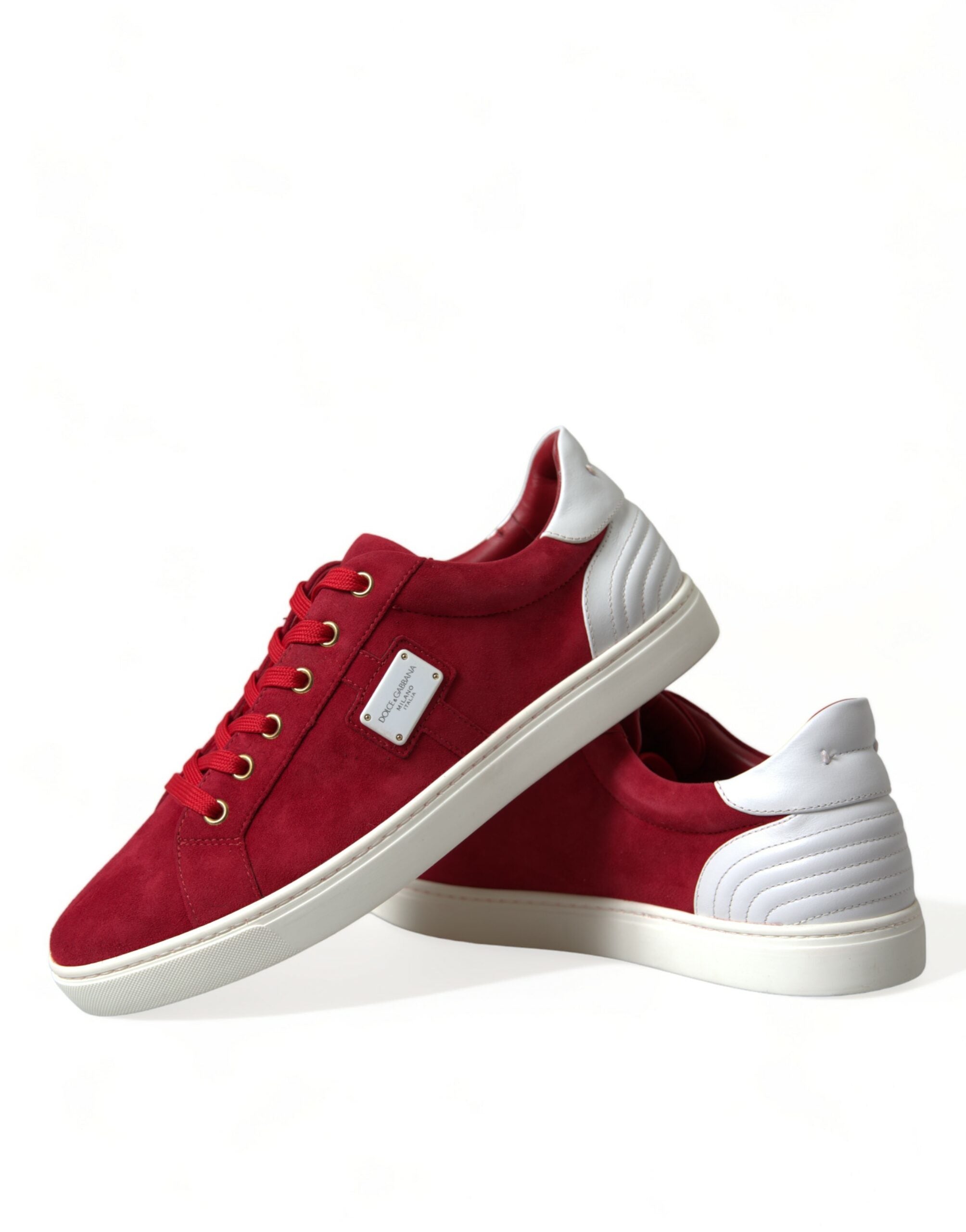 Dolce & Gabbana Red Suede Leather Low Top Sneakers Shoes - DEA STILOSA MILANO