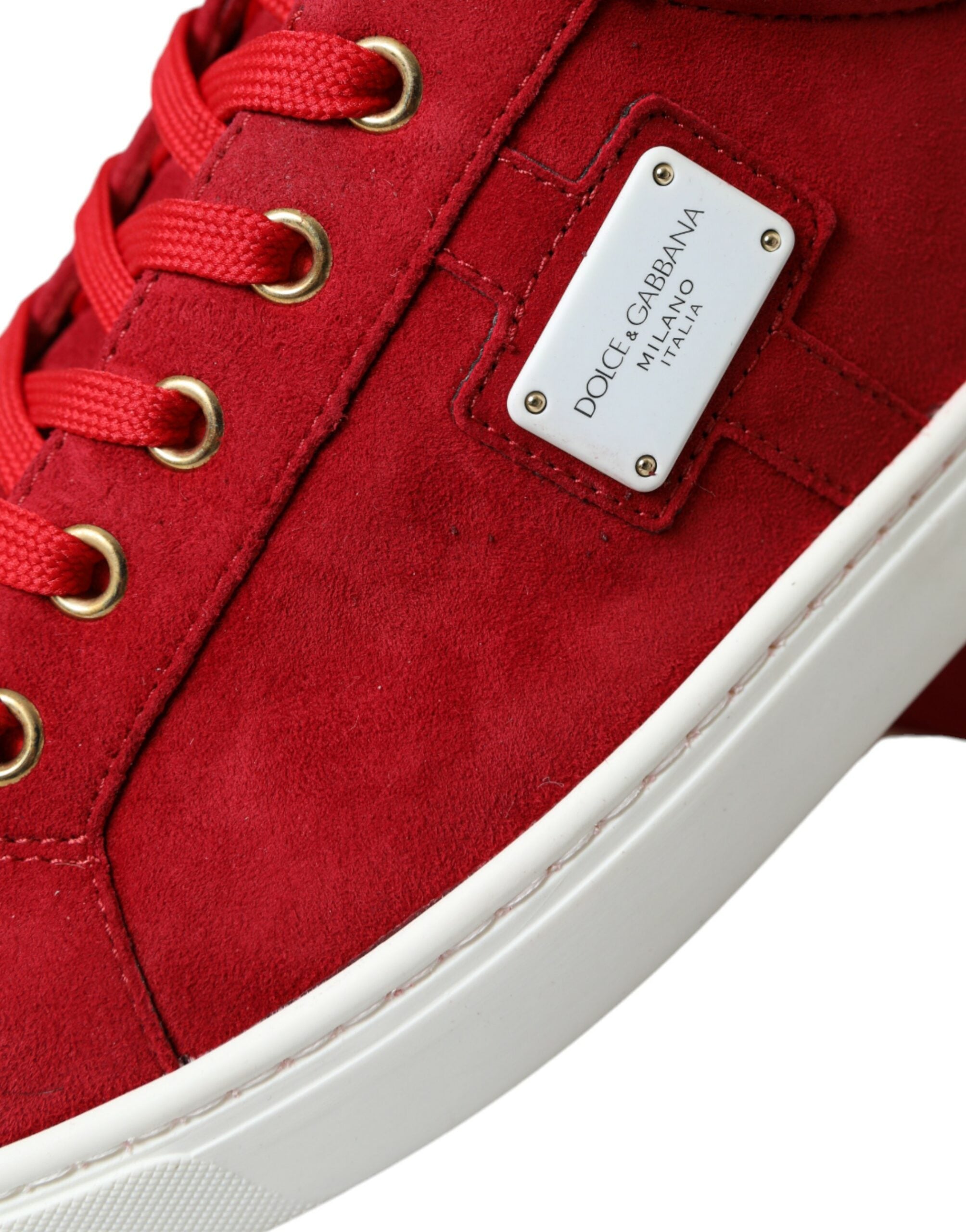 Dolce & Gabbana Red Suede Leather Low Top Sneakers Shoes - DEA STILOSA MILANO