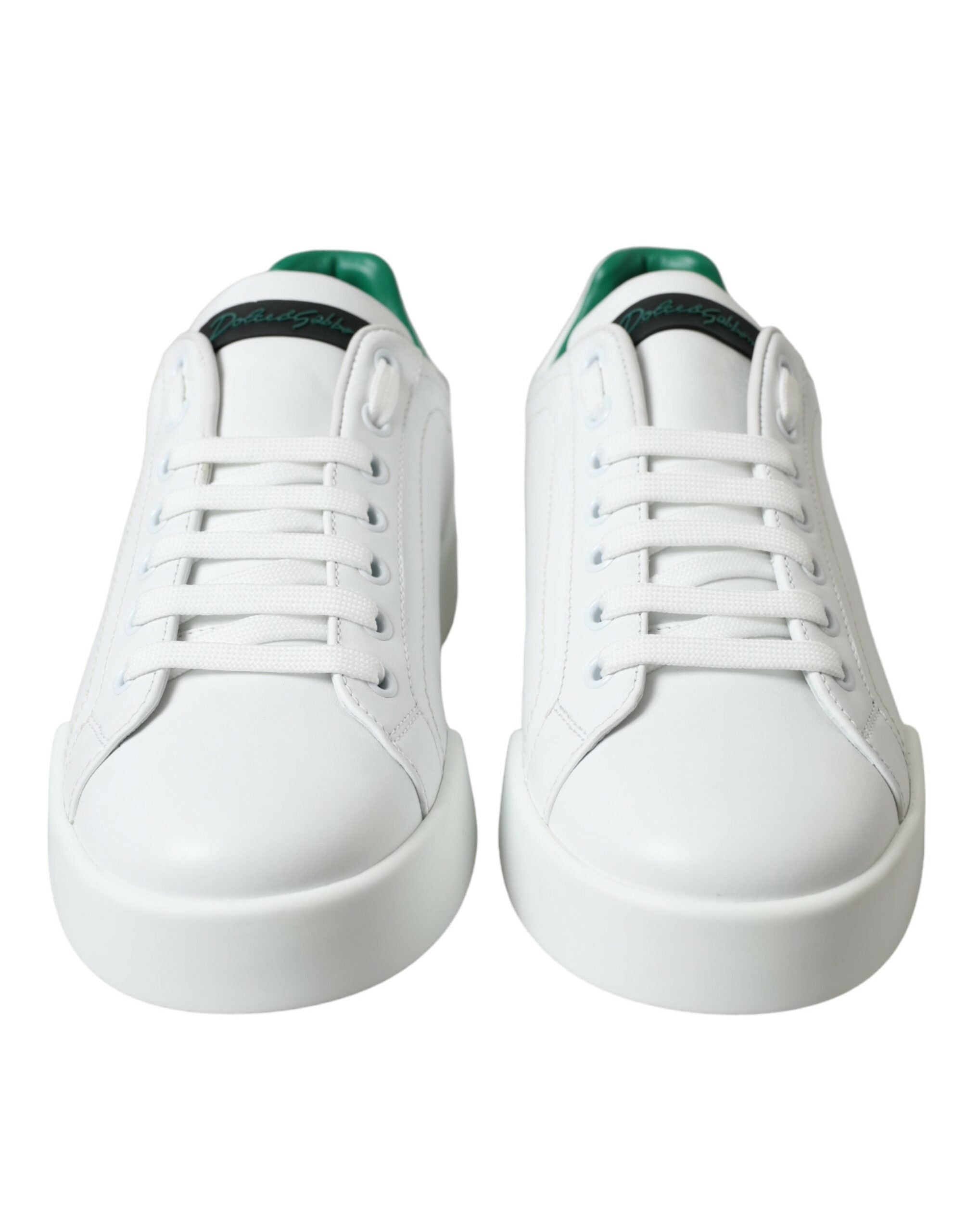 Dolce & Gabbana White Green Leather Portofino Sneakers Shoes - DEA STILOSA MILANO