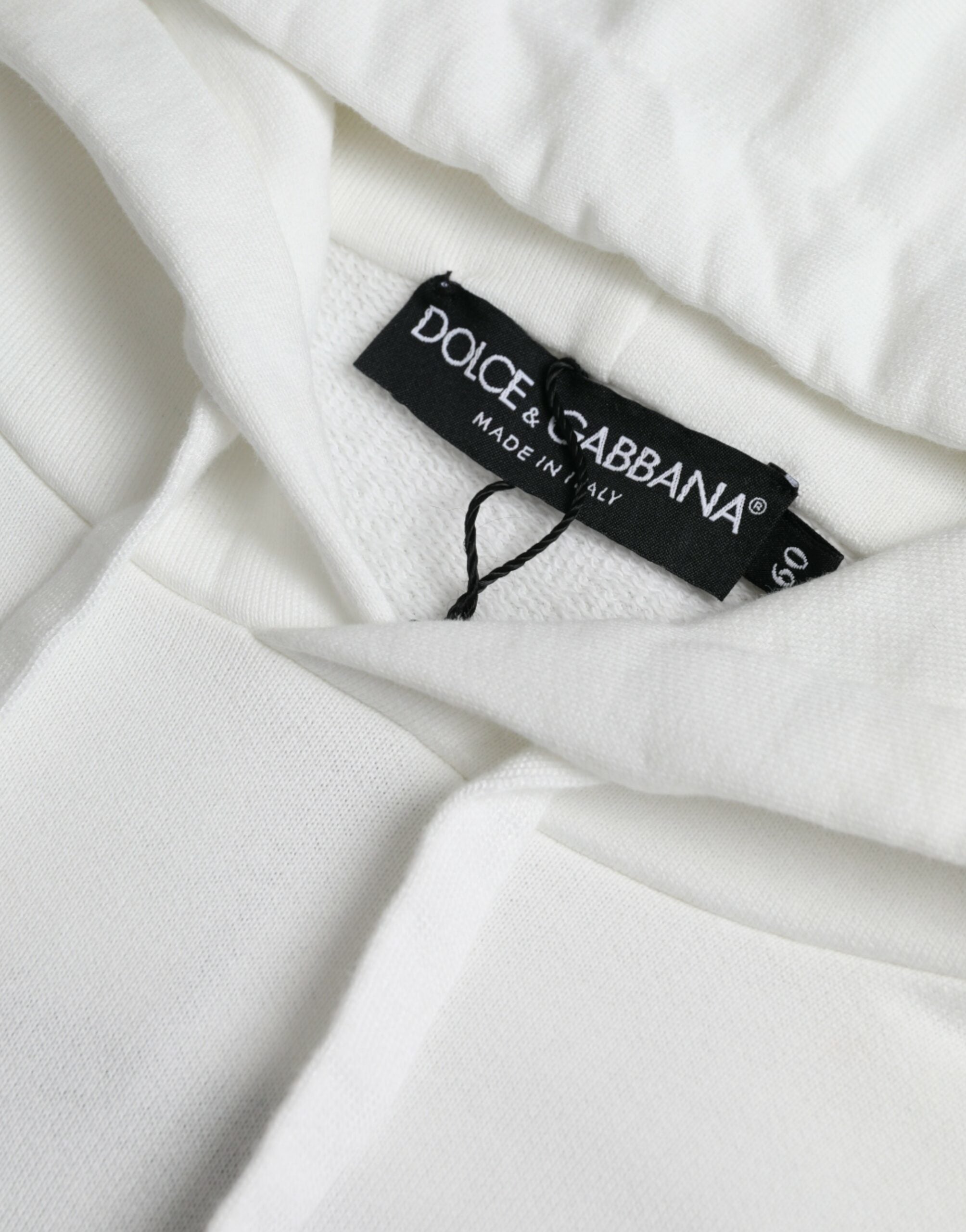 Dolce & Gabbana White Cotton Hooded Sweatshirt Pullover Sweater - DEA STILOSA MILANO