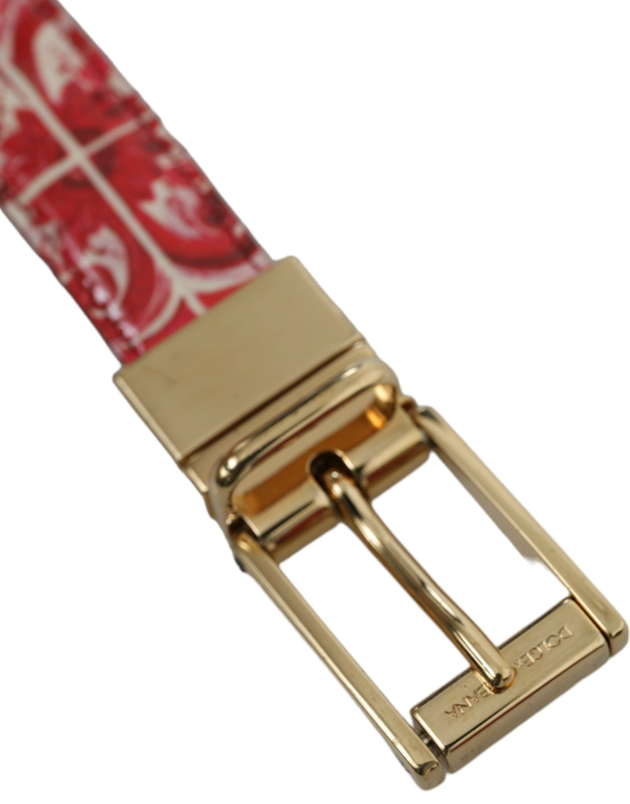 Dolce & Gabbana Red Sicily Leather Gold Metal Buckle Belt - DEA STILOSA MILANO