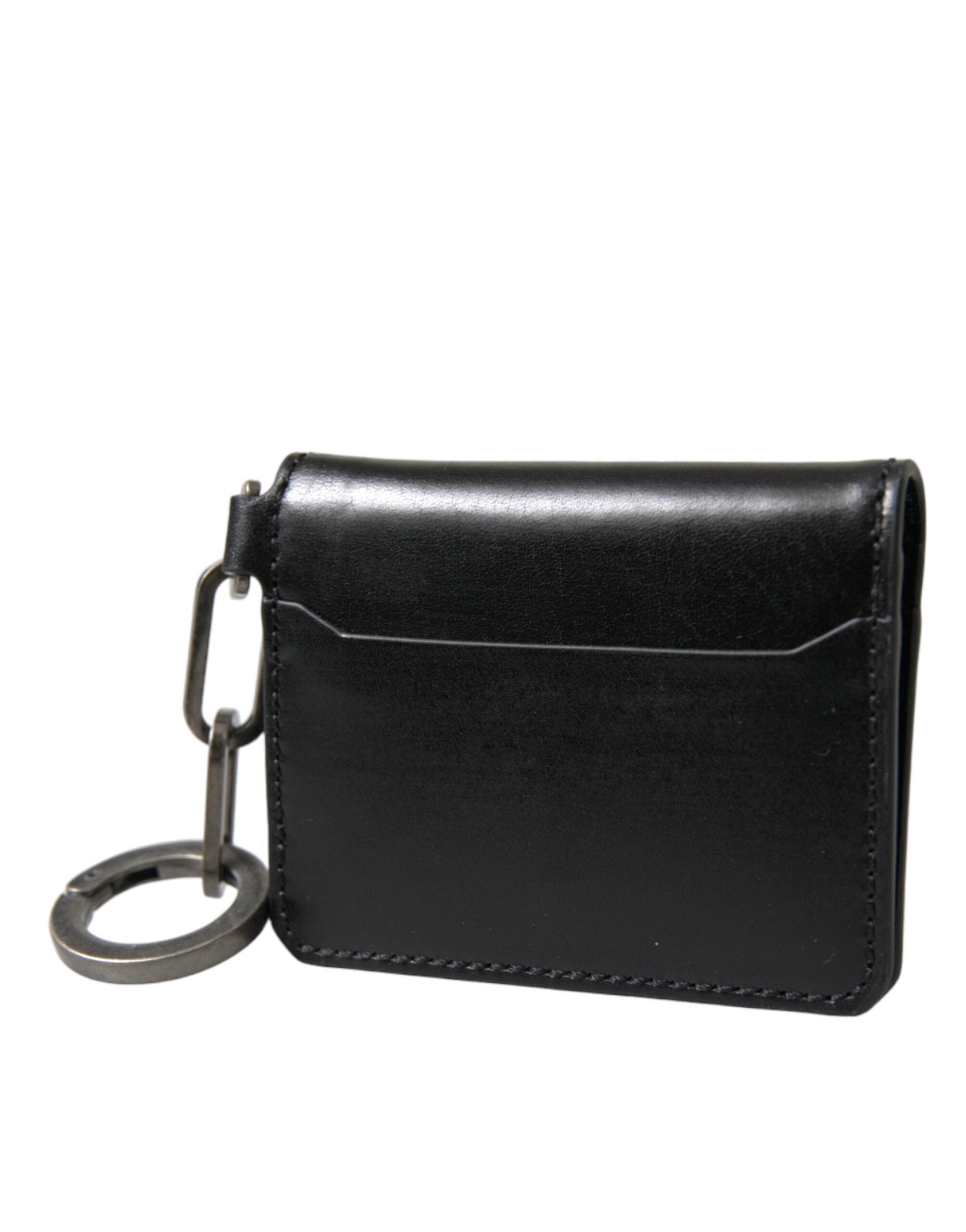 Dolce & Gabbana Black Leather Bifold Logo Card Holder Keyring Wallet - DEA STILOSA MILANO