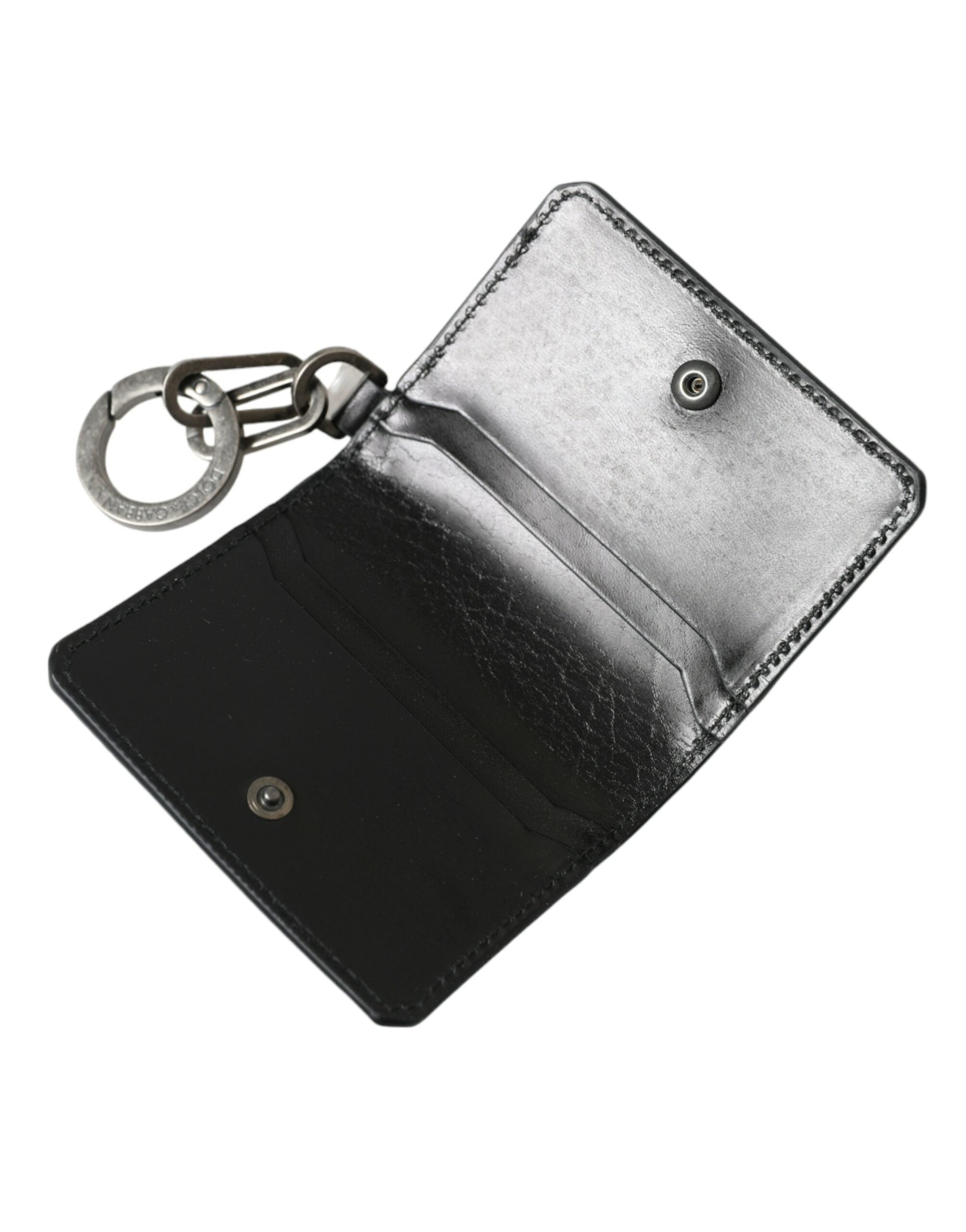 Dolce & Gabbana Black Leather Bifold Logo Card Holder Keyring Wallet - DEA STILOSA MILANO