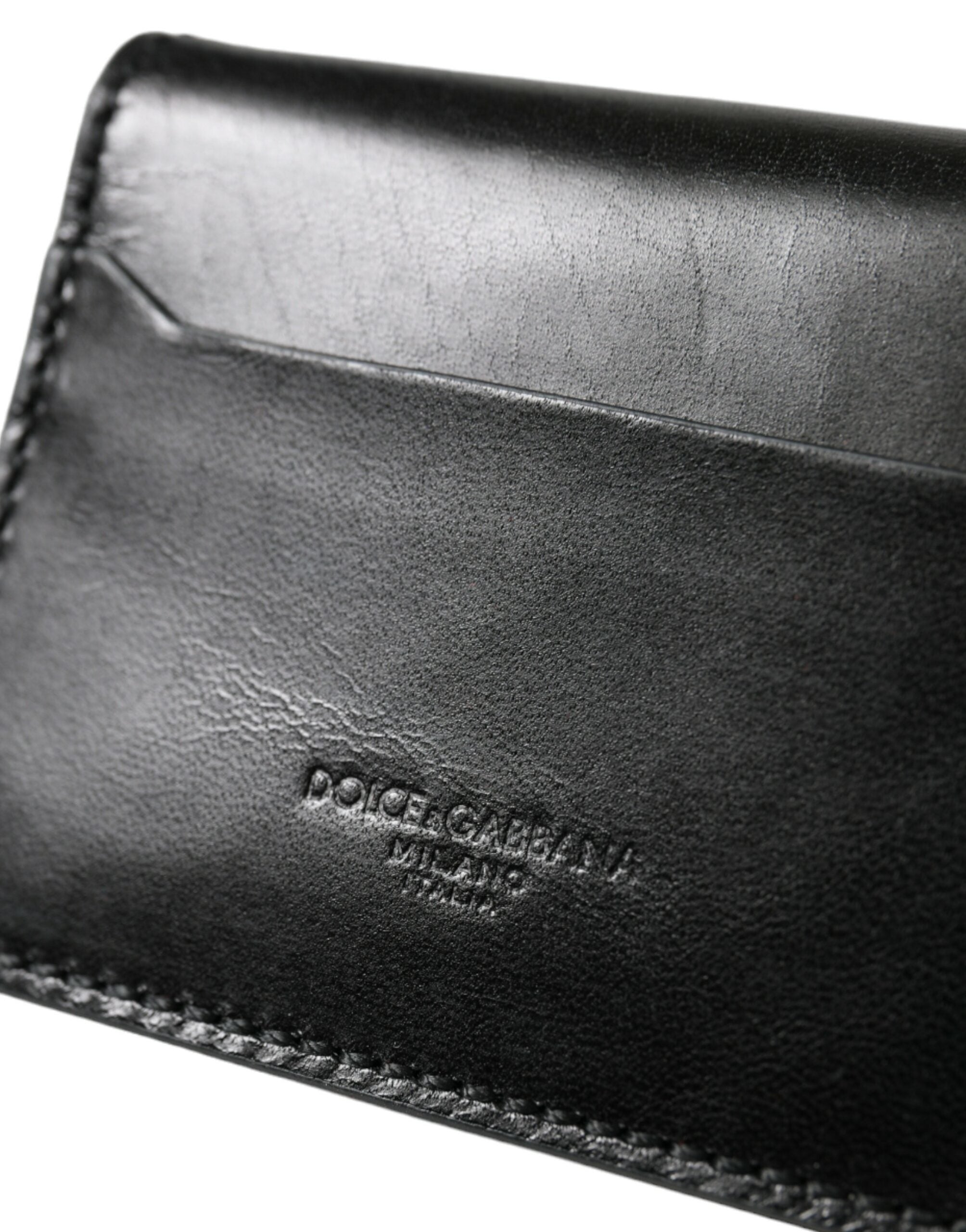 Dolce & Gabbana Black Leather Bifold Logo Card Holder Keyring Wallet - DEA STILOSA MILANO
