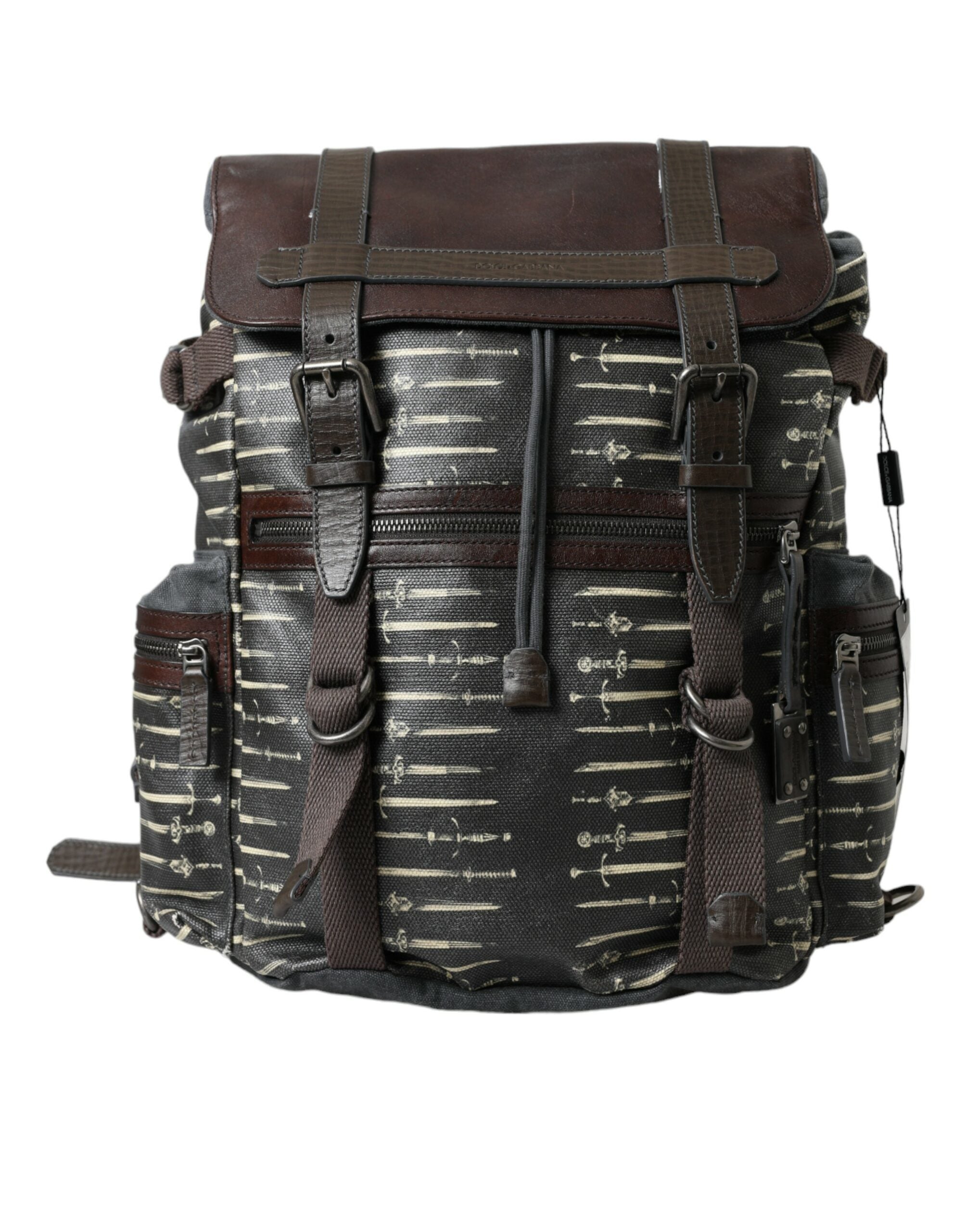 Dolce & Gabbana Black Brown Canvas Leather Rucksack Backpack Bag - DEA STILOSA MILANO