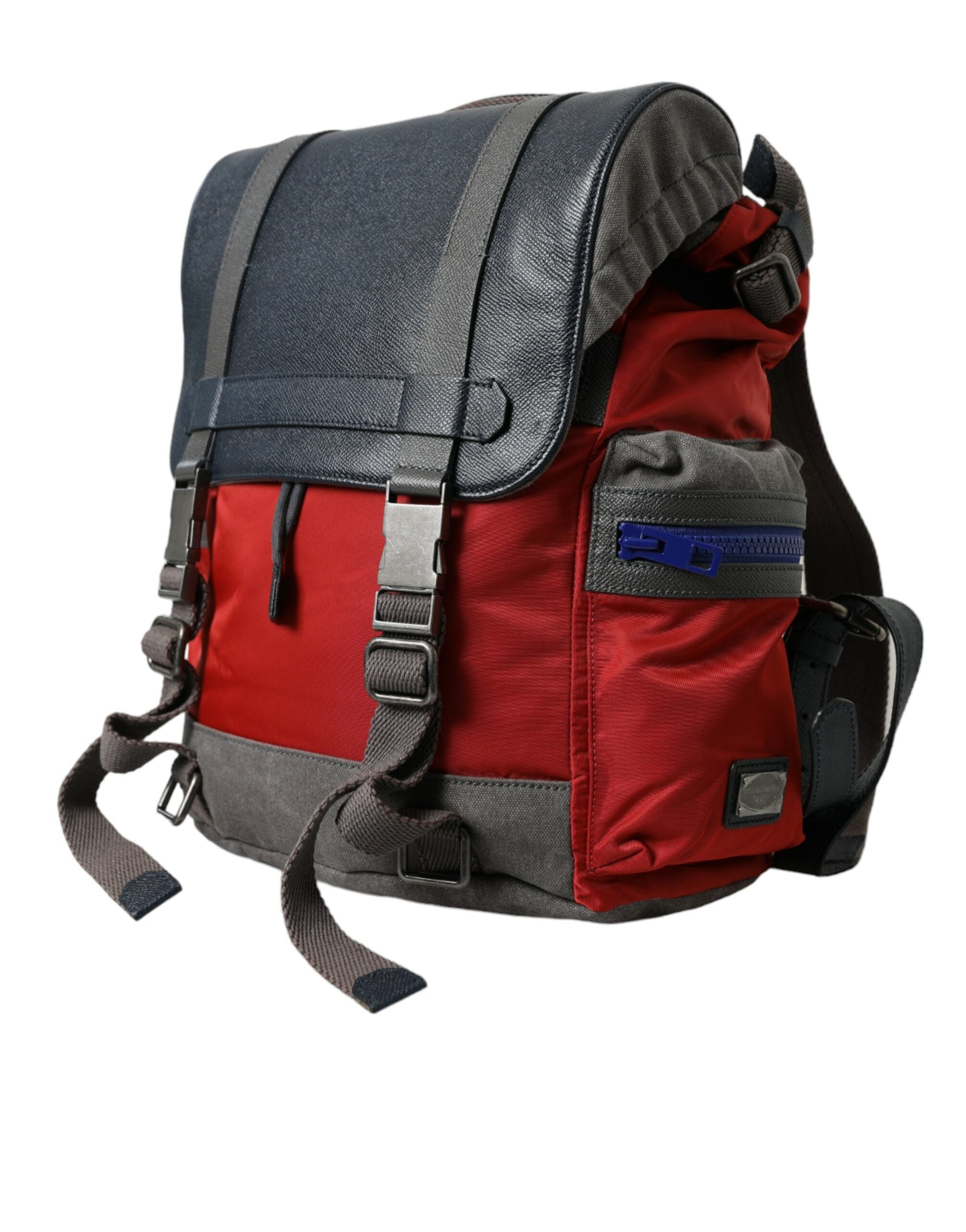 Dolce & Gabbana Red Gray Nylon Leather Rucksack Backpack Bag - DEA STILOSA MILANO